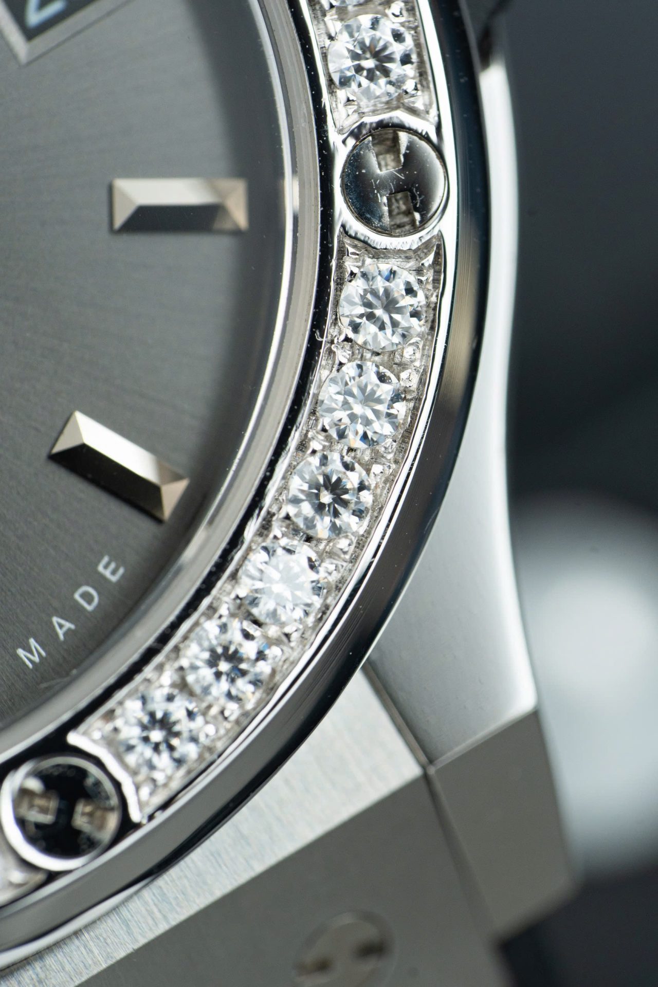 Hublot Classic Fusion Dial Gray Replica Watch Bezel Diamonds Moissanite 38mm - Top club