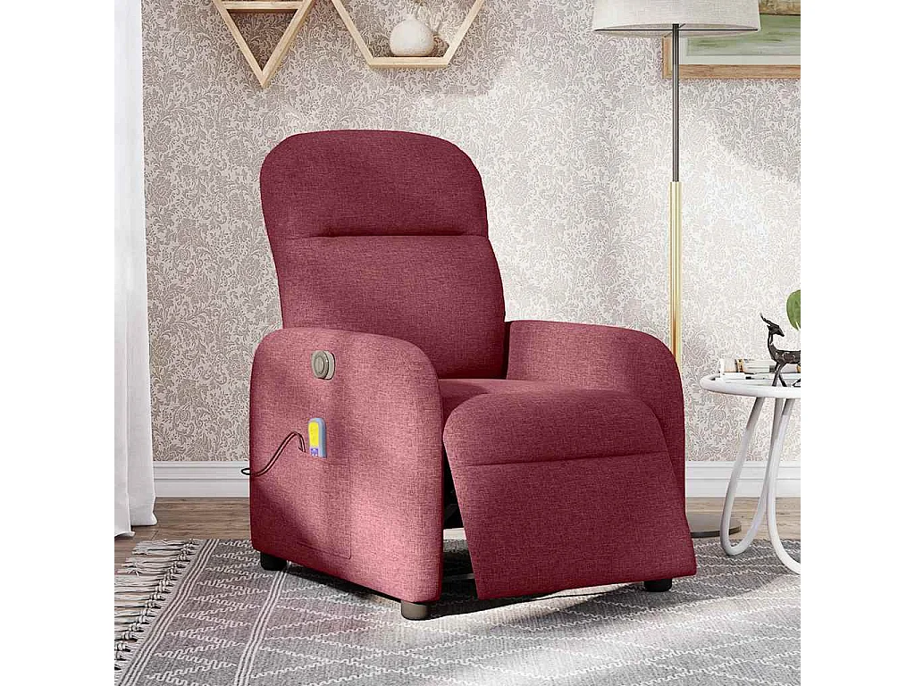 Fauteuil inclinable électrique-Fauteuil de massage de Salon Rouge bordeaux Tissu SHL3775