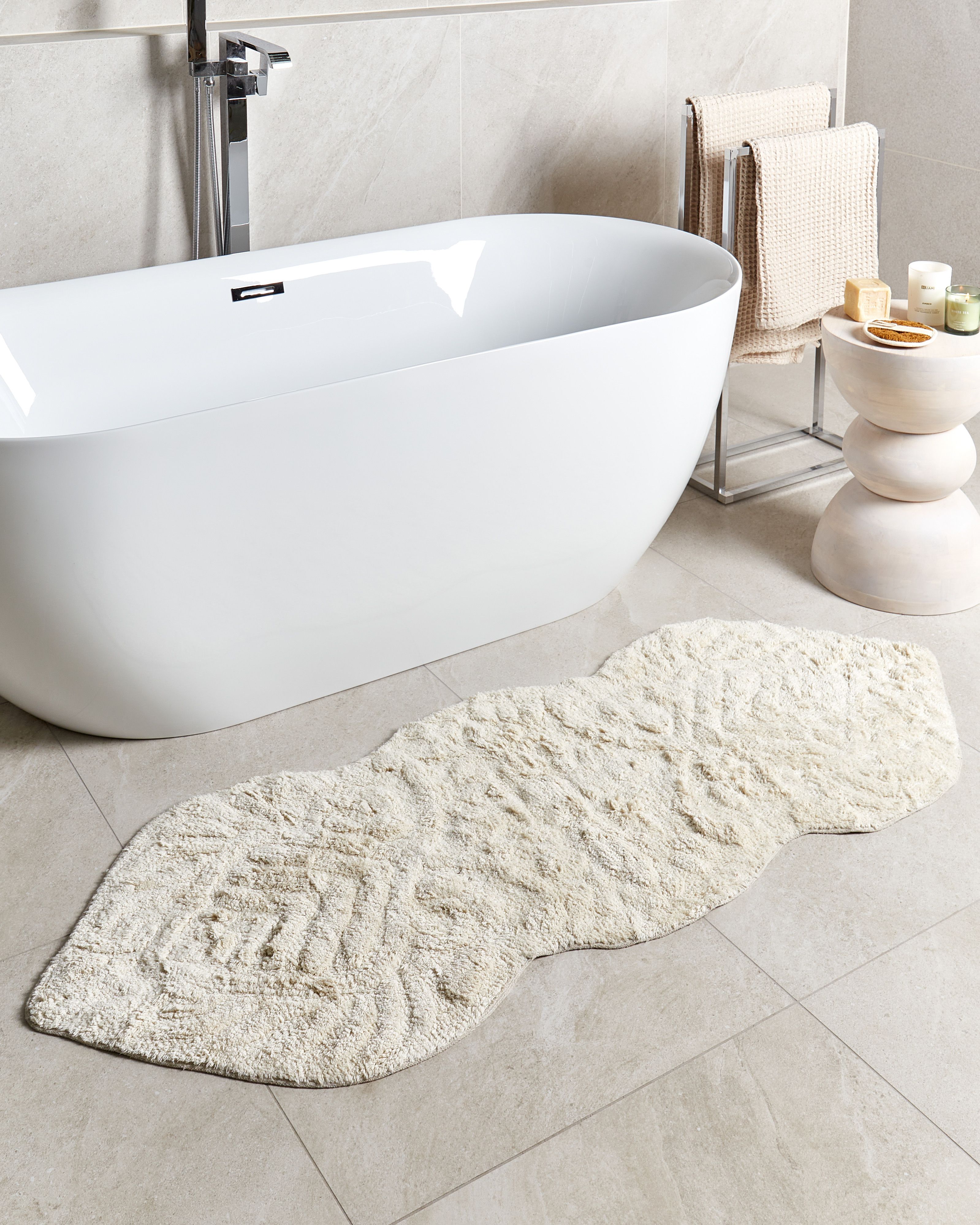 Bath Mat CANBAR Light Beige 150 x 60 cm Cotton