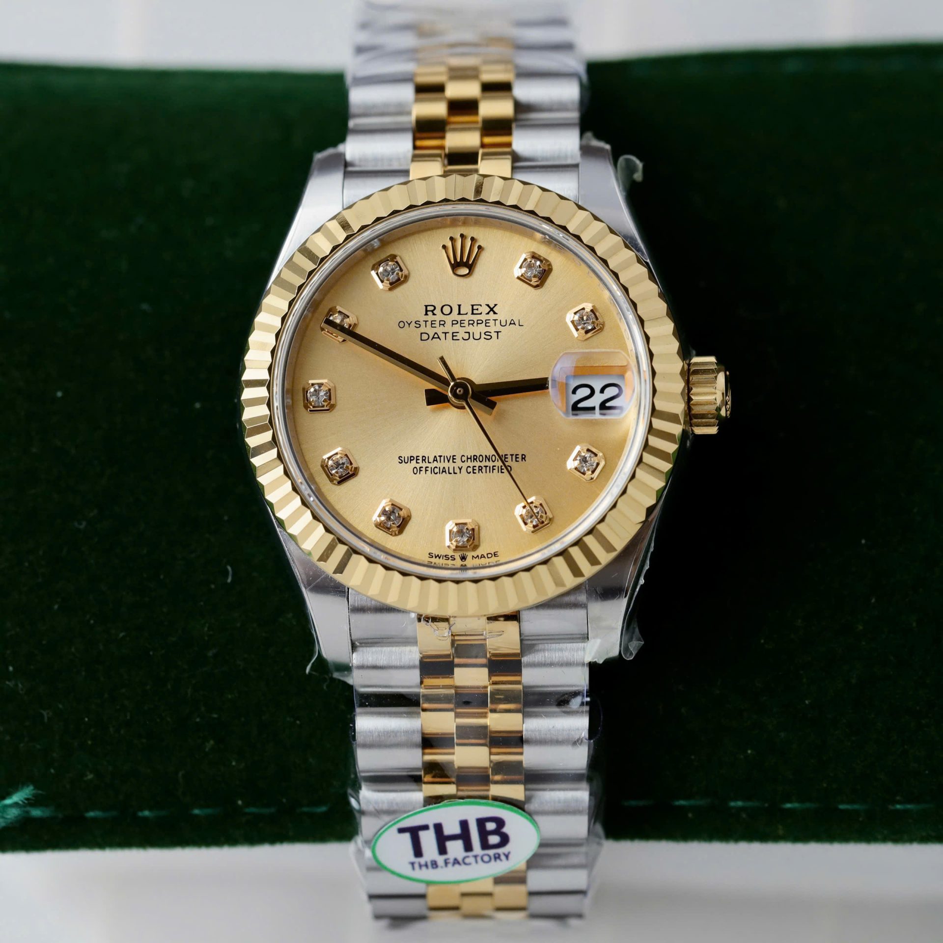 Rolex DateJust Luxury Replica Watch Yellow Champagne Dial THB Factory 31mm - Elite Watch Atelier