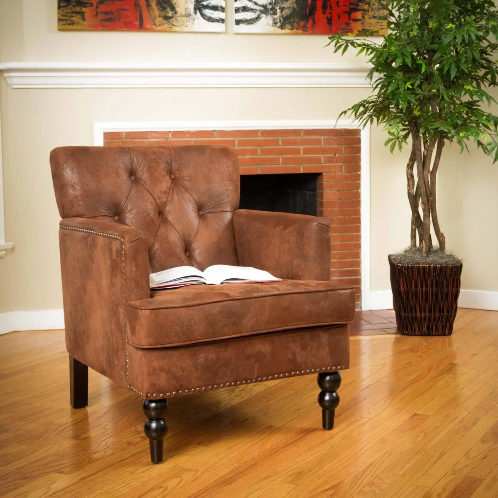 Madene Tufted Back Fabric Club Chair - Image 5