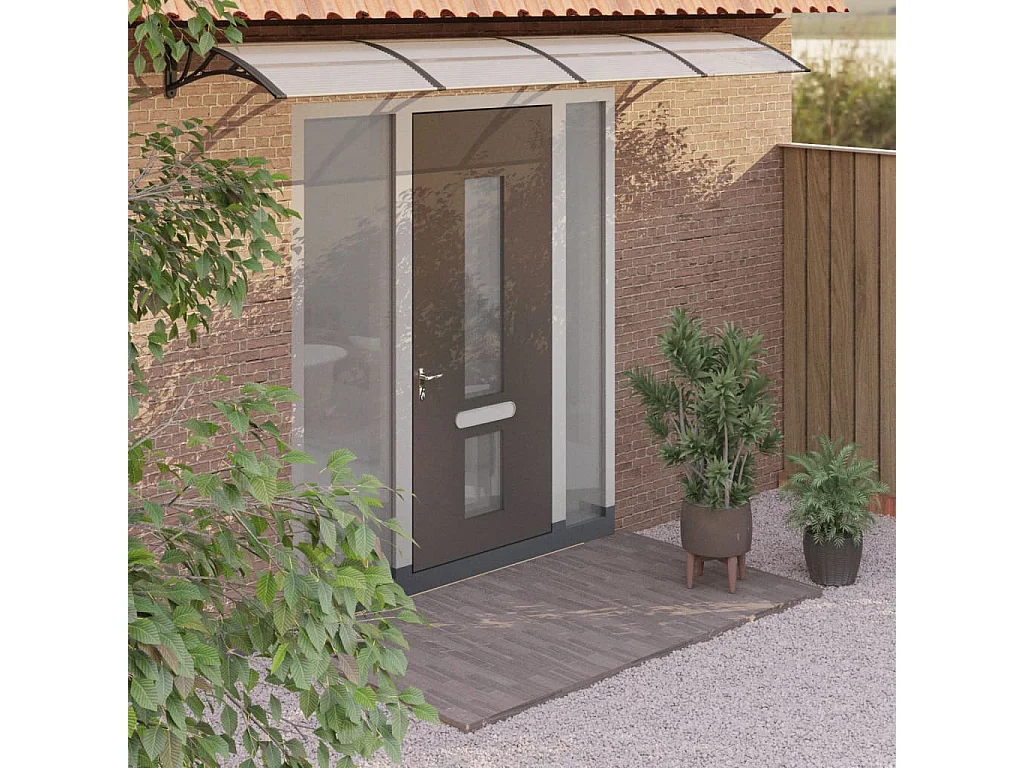 Auvent de porte Noir et transparent 400x80 cm Polycarbonate WVGQ8216