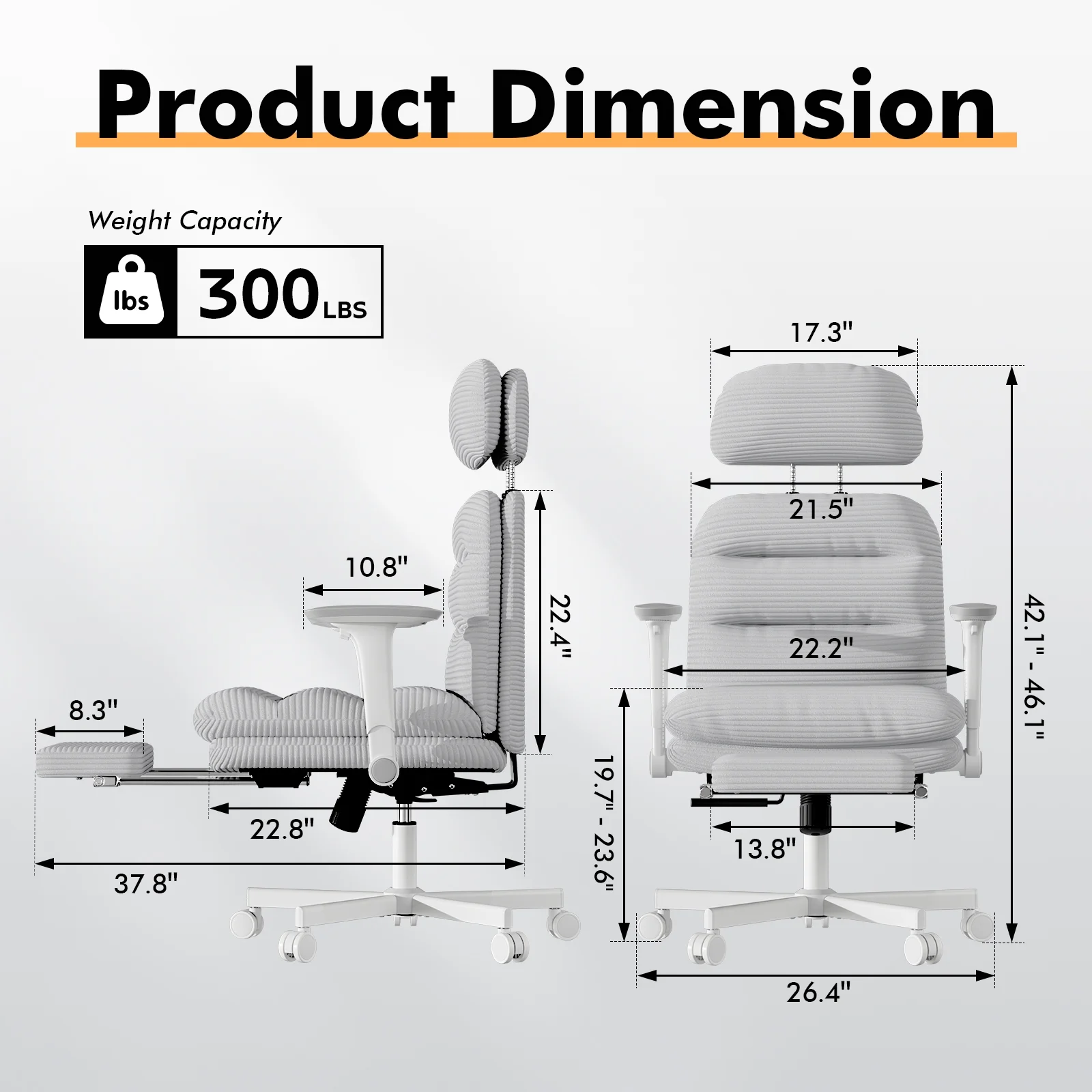 HomeZeer Ergonomic Cross-Legged Office Chair with Footrest & Headrest, Heavy Duty Executive Desk Chair with Flip-up Armrests, Corduroy Fabric Computer Criss Cross Chair for Home Office, Black - Image 19