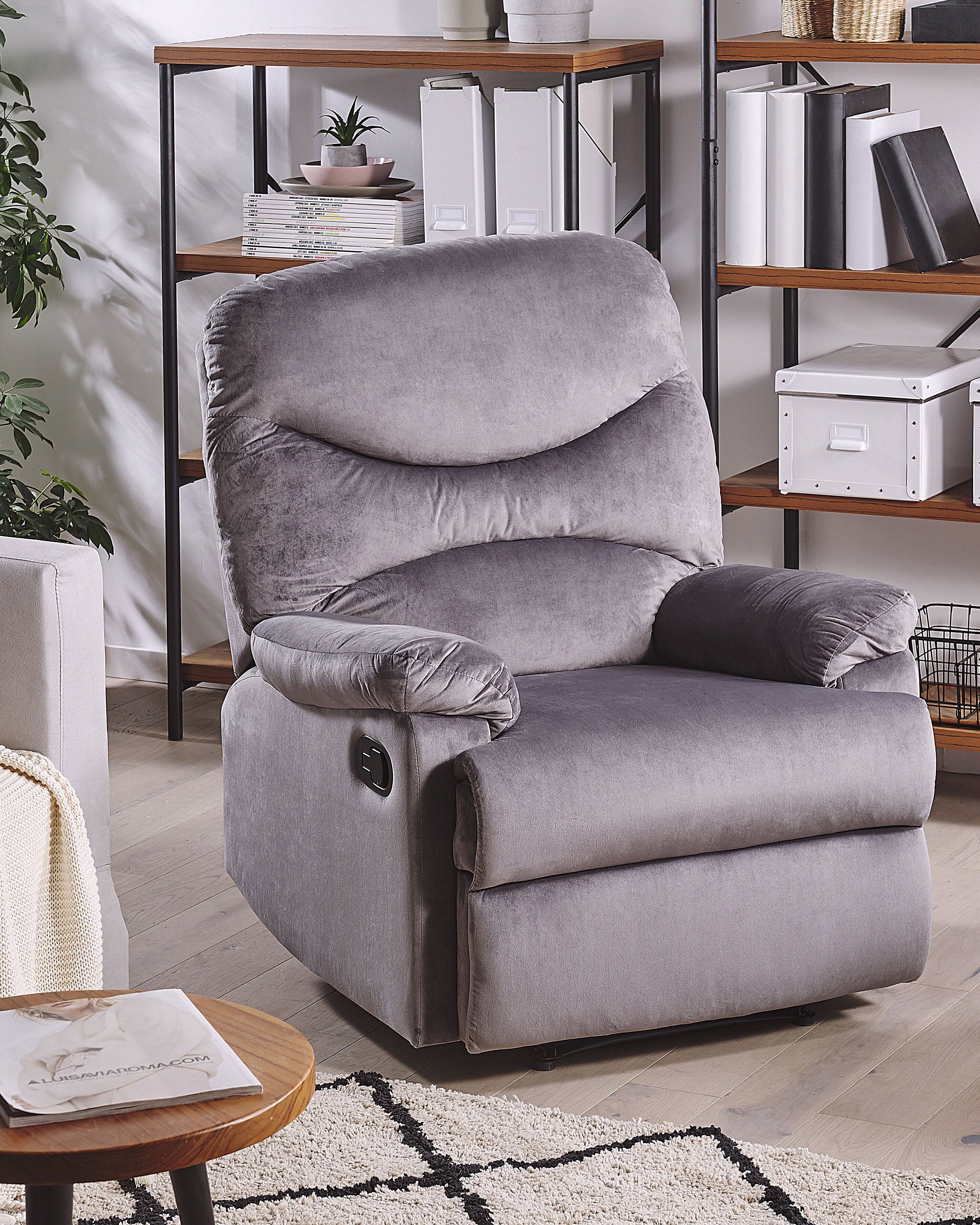 Recliner Chair ESLOV with Footrest Velvet Grey
