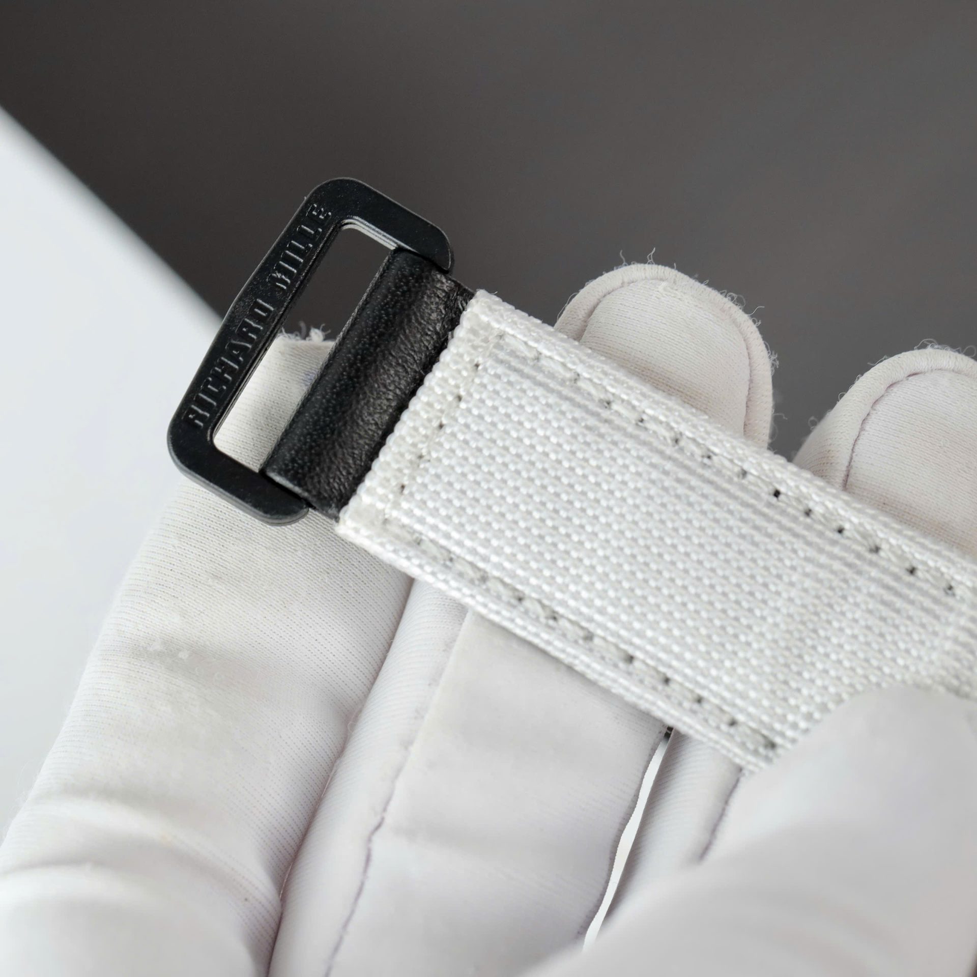 Richard Mille Best Copies Watch RM88 Smiley White Ceramic Fabic Nato Strap 42mm - Top club