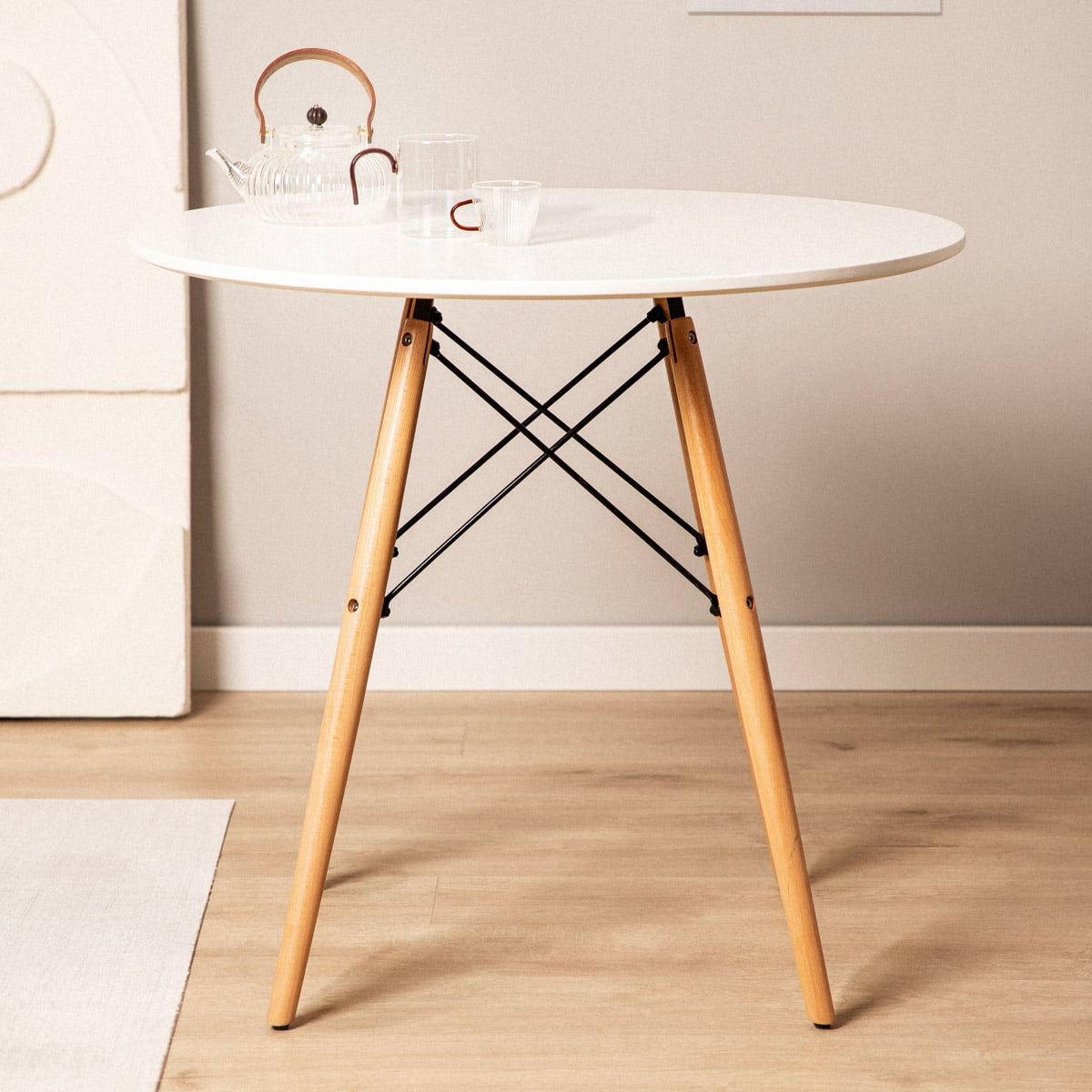 Stół TAVOLO naturalny z białym blatem 60×48cm