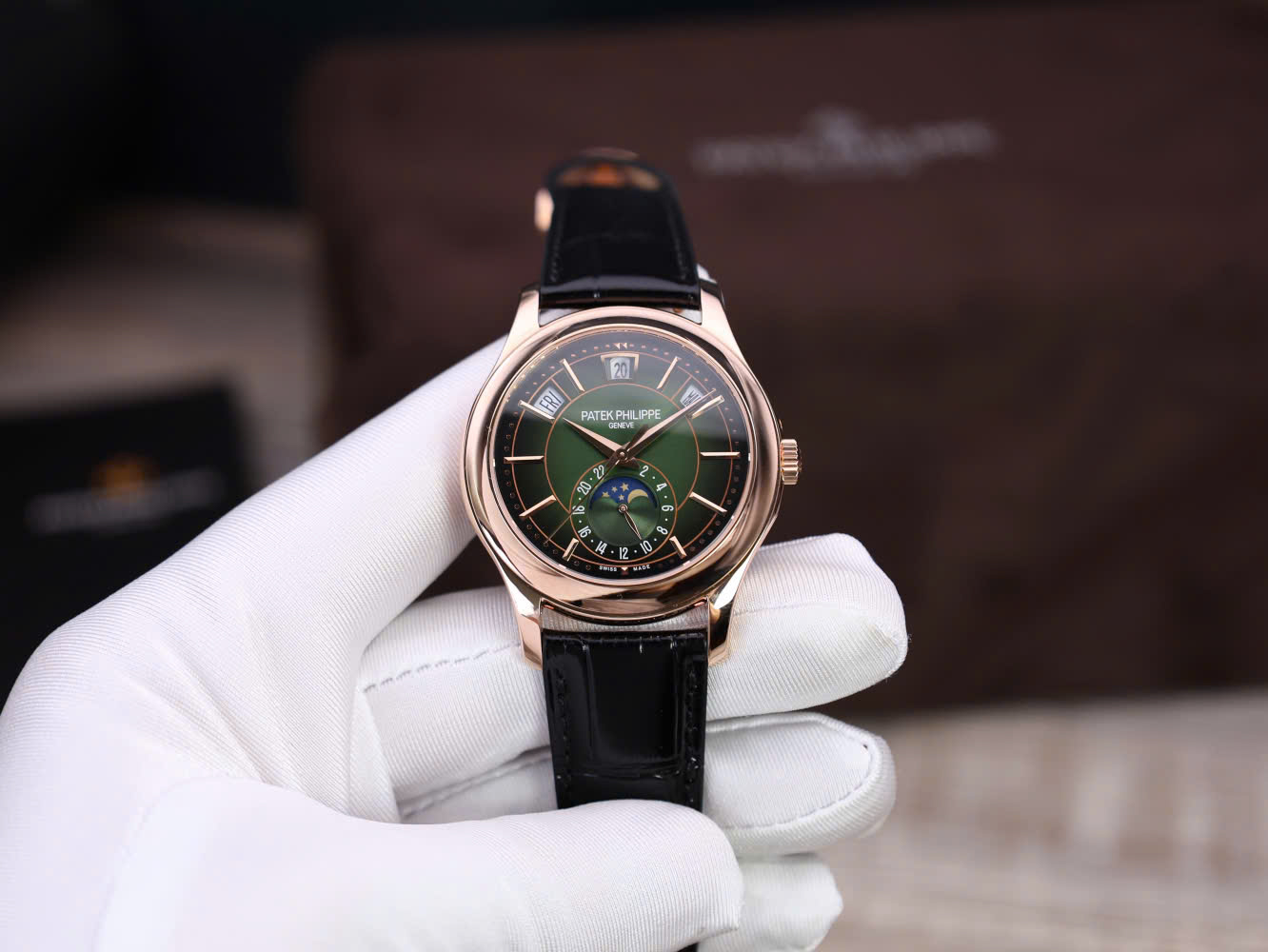 Patek Philippe 5205R Green Dial Replica Watch 18K Gold Wapped Custom 40mm - Elite Watch Atelier