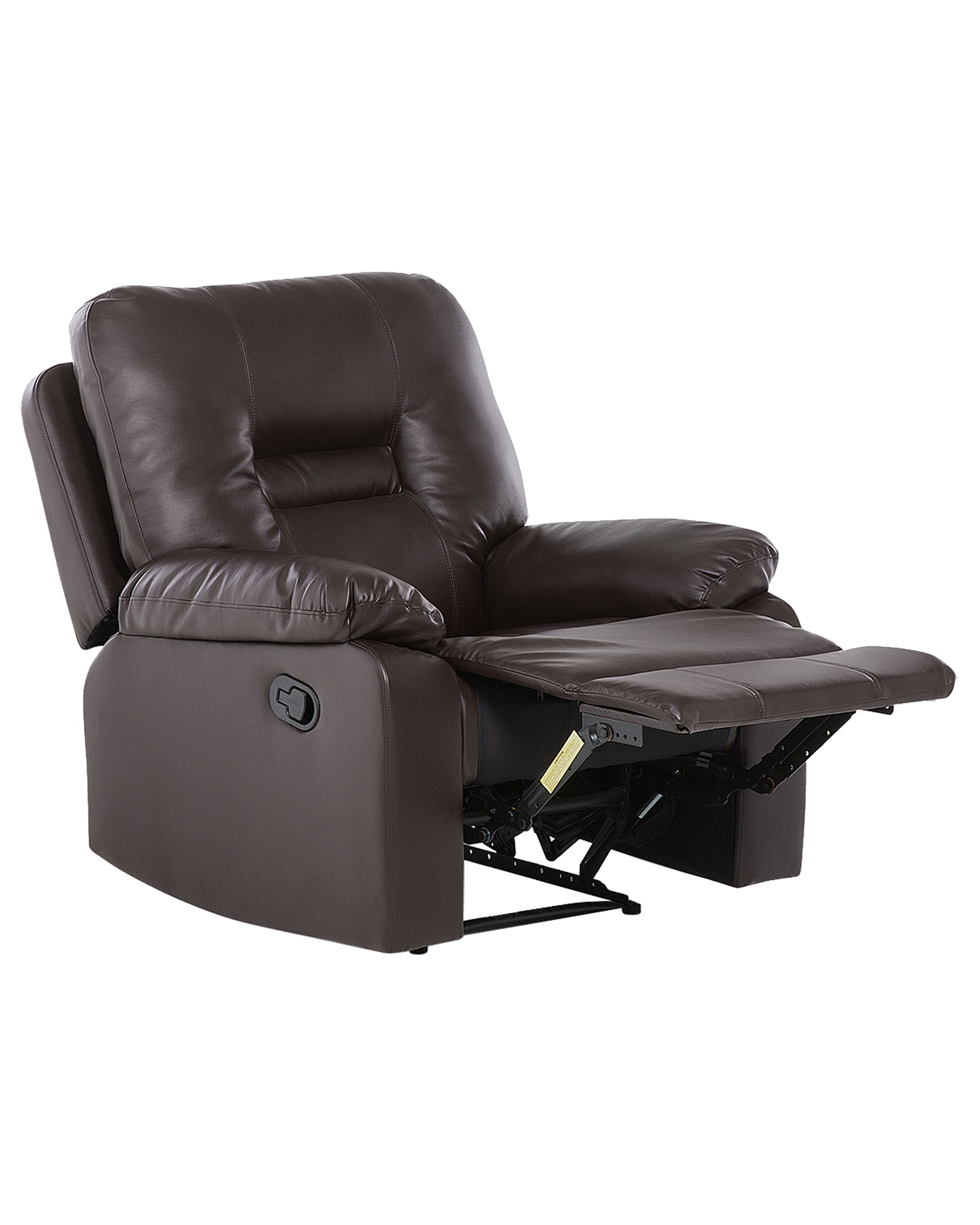 Recliner Chair BERGEN with Footrest Faux Leather Brown