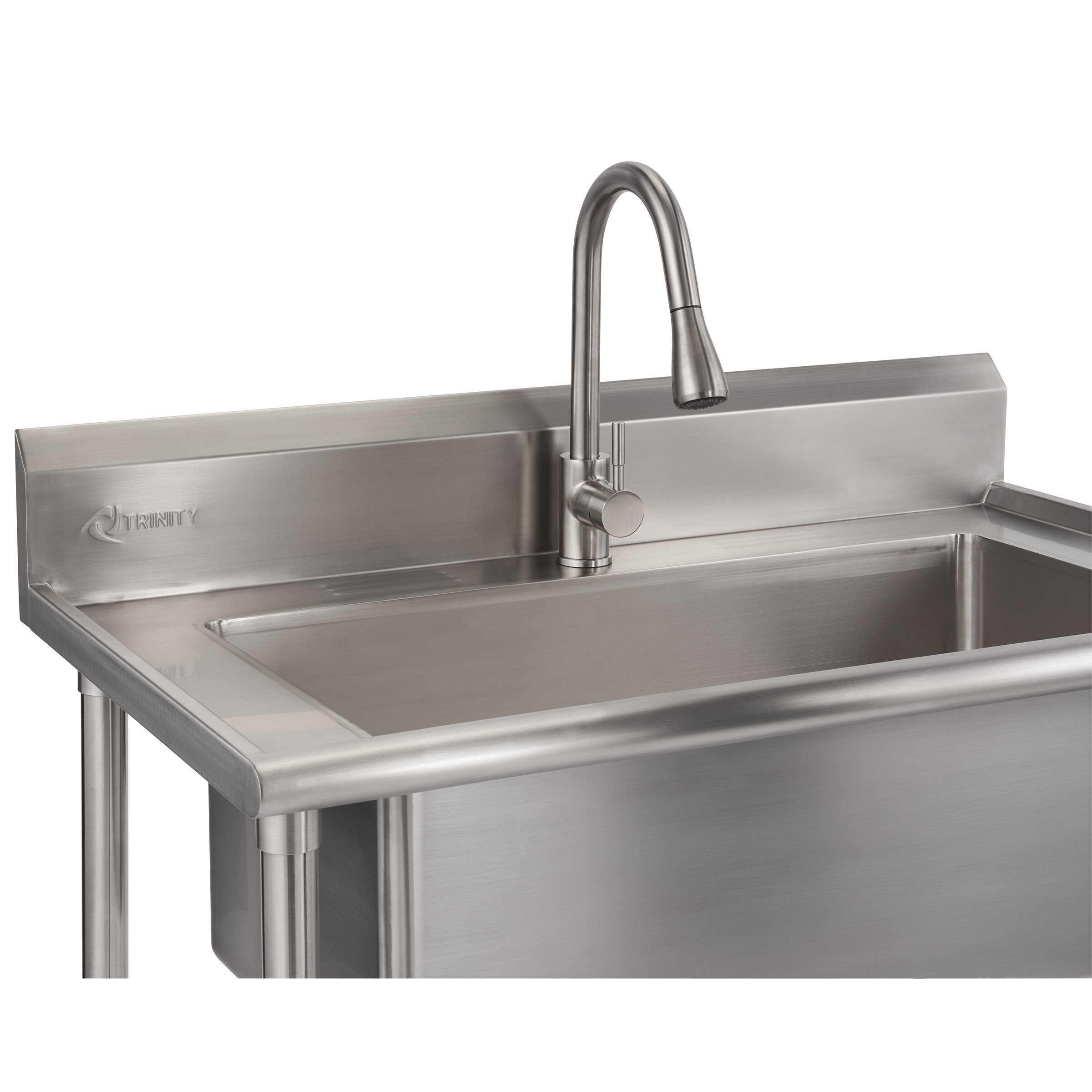 TRINITY 32' x 16' Stainless Steel Utility Sink with Pull-out Faucet - Image 3