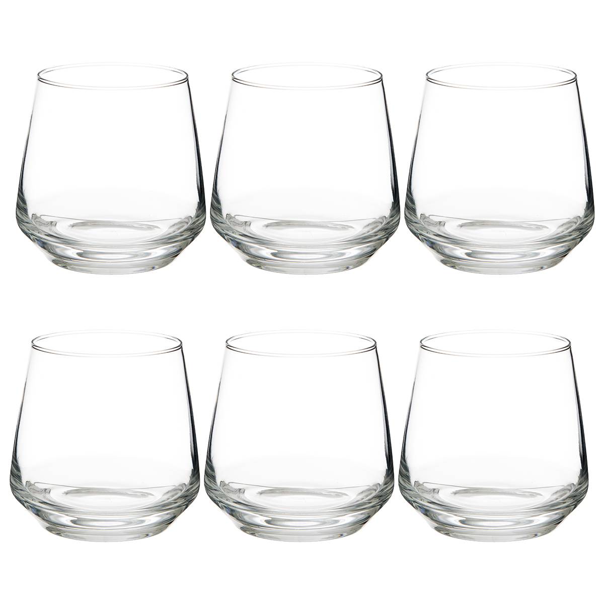 Set of 6 low tumblers "Elaya" 345 ml, Transparent