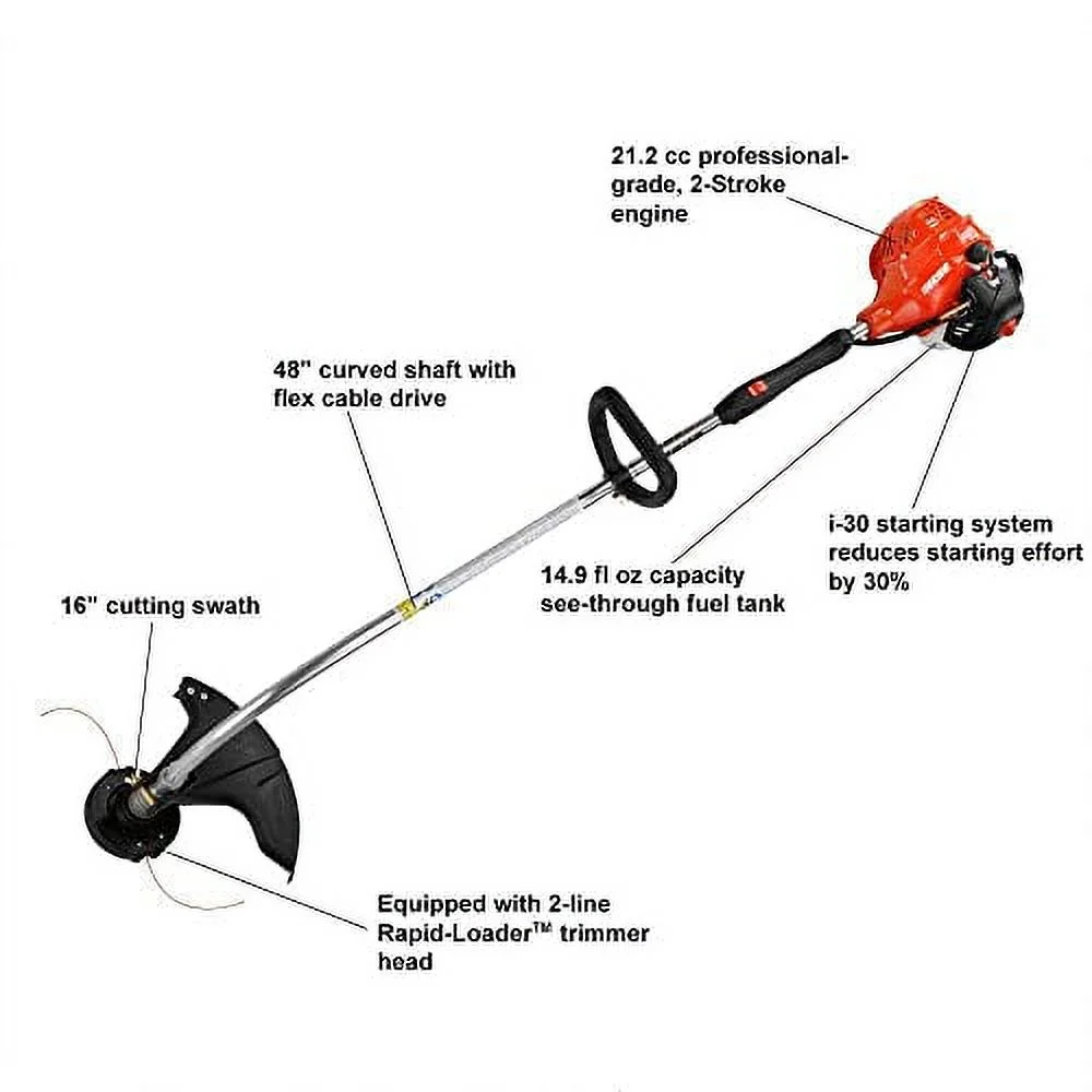 Echo GT-225 21.2cc 2 Stroke Lightweight Durable Gas Curved Shaft String Trimmer - Image 3