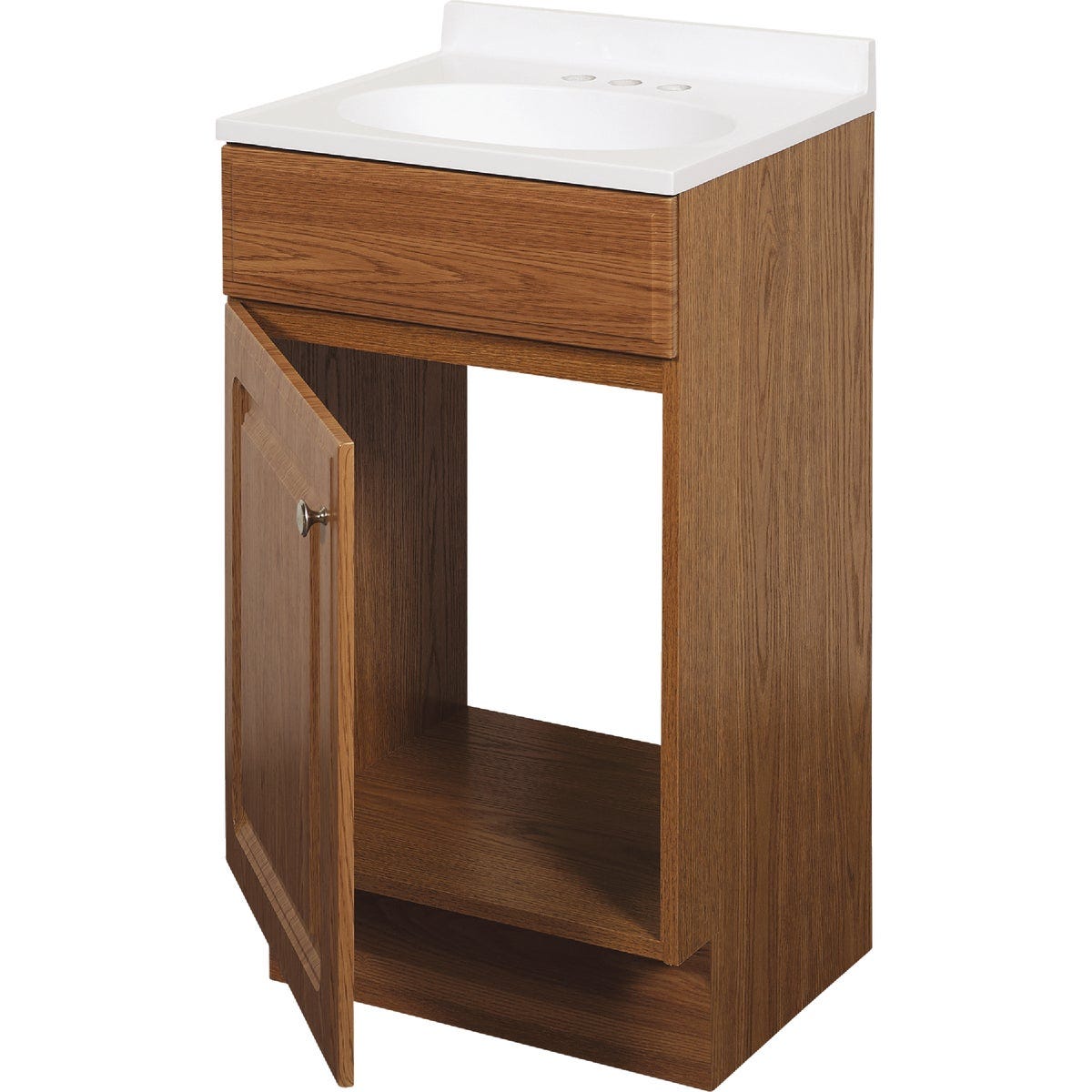 Zenith Zenna Home Oak 18 In. W x 35 In. H x 16 In. D Vanity with White Cultured Marble Top