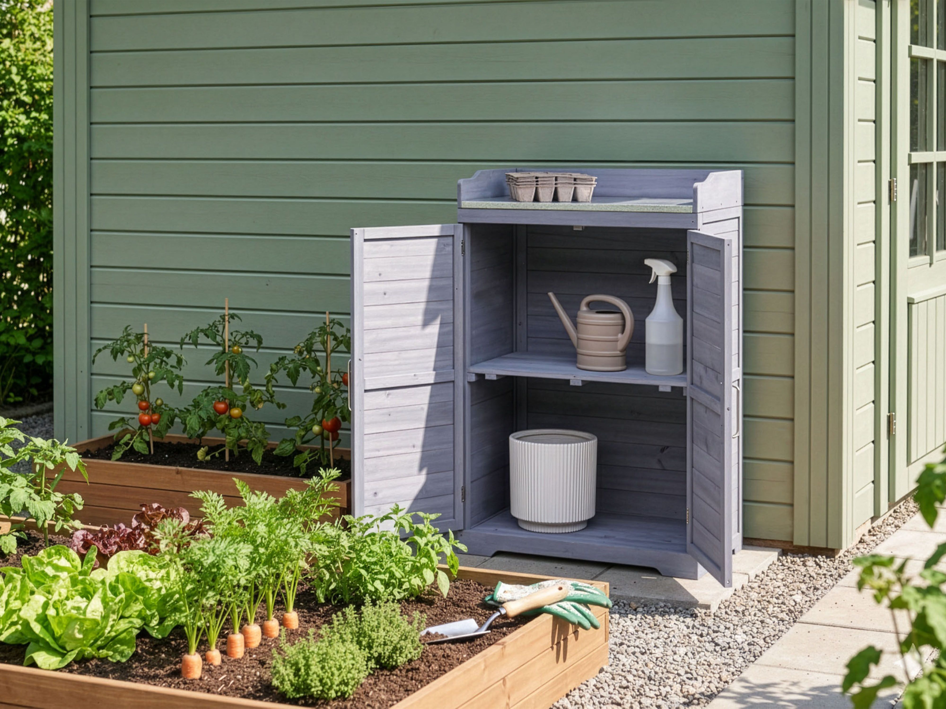Potting Bench TEREVILLE Fir Wood 67 cm 45 cm Grey