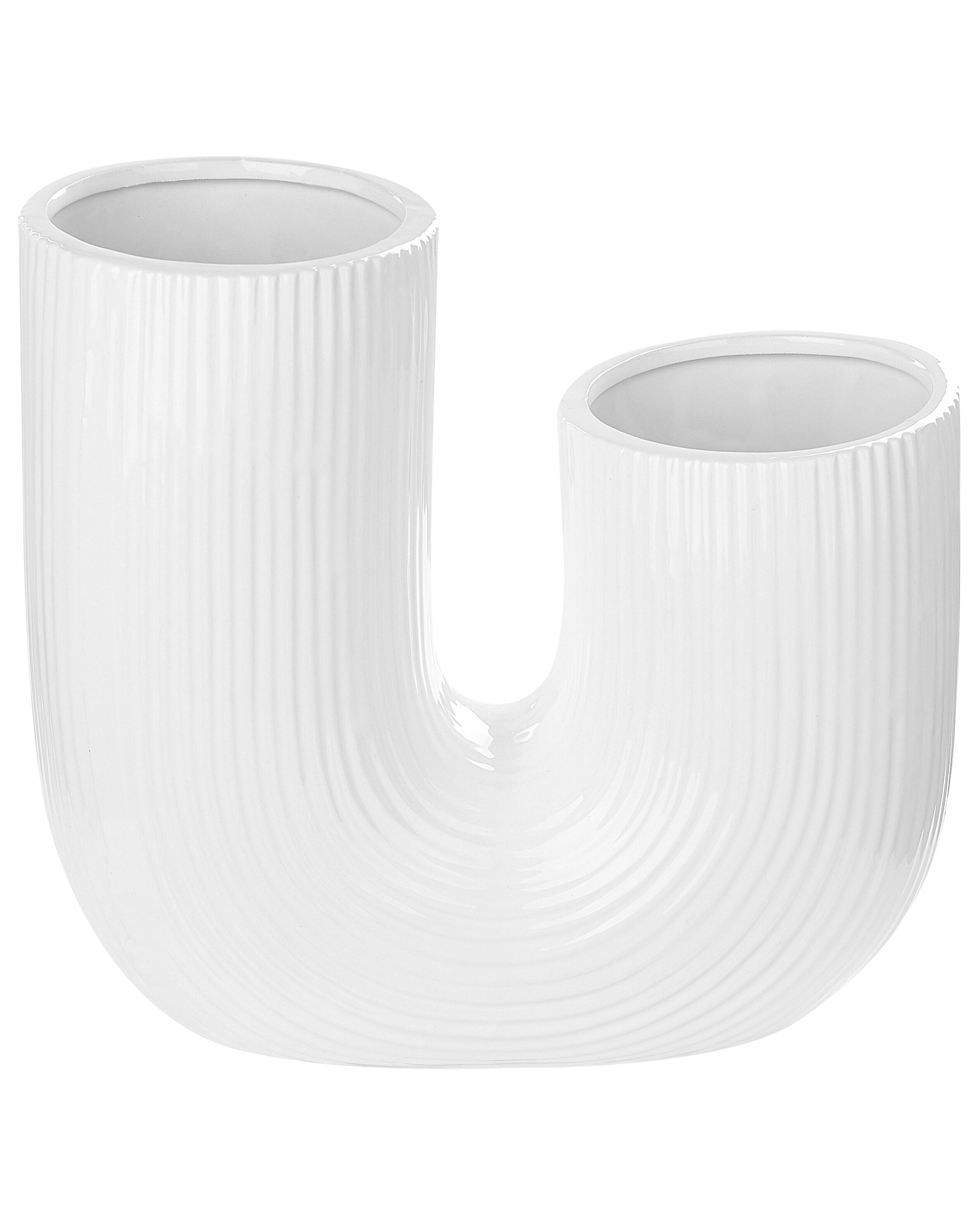 Flower Vase MITILINI Stoneware 23 cm White