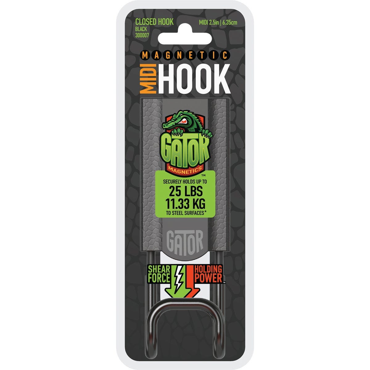 Gator Magnetics MIDI 2.5 In. Black Closed Magnetic Hook, 25 Lb. Capacity