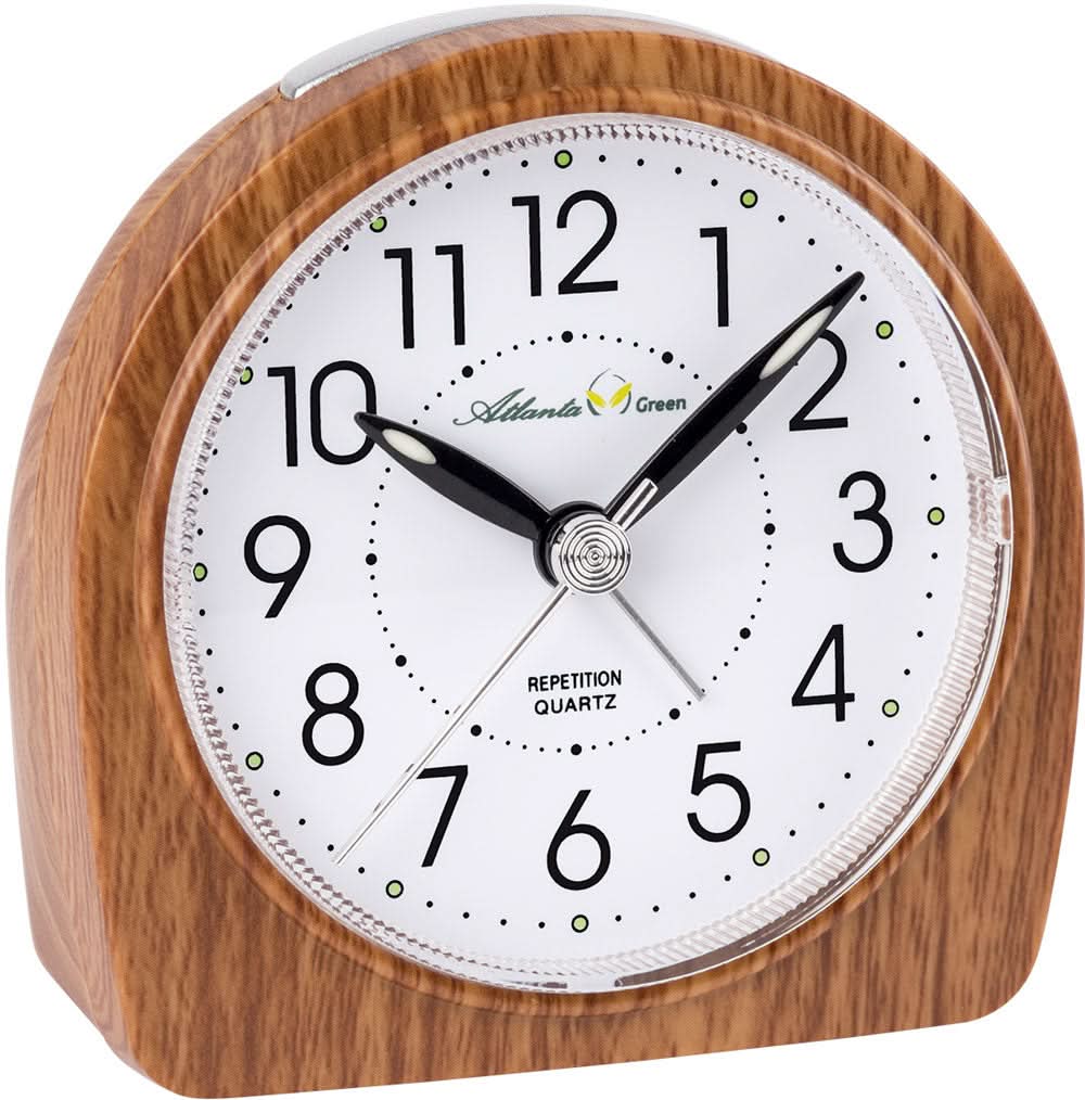 Atlanta Umweltfreundlicher Alarm Clock • Holz-Optik • Ohne Ticken