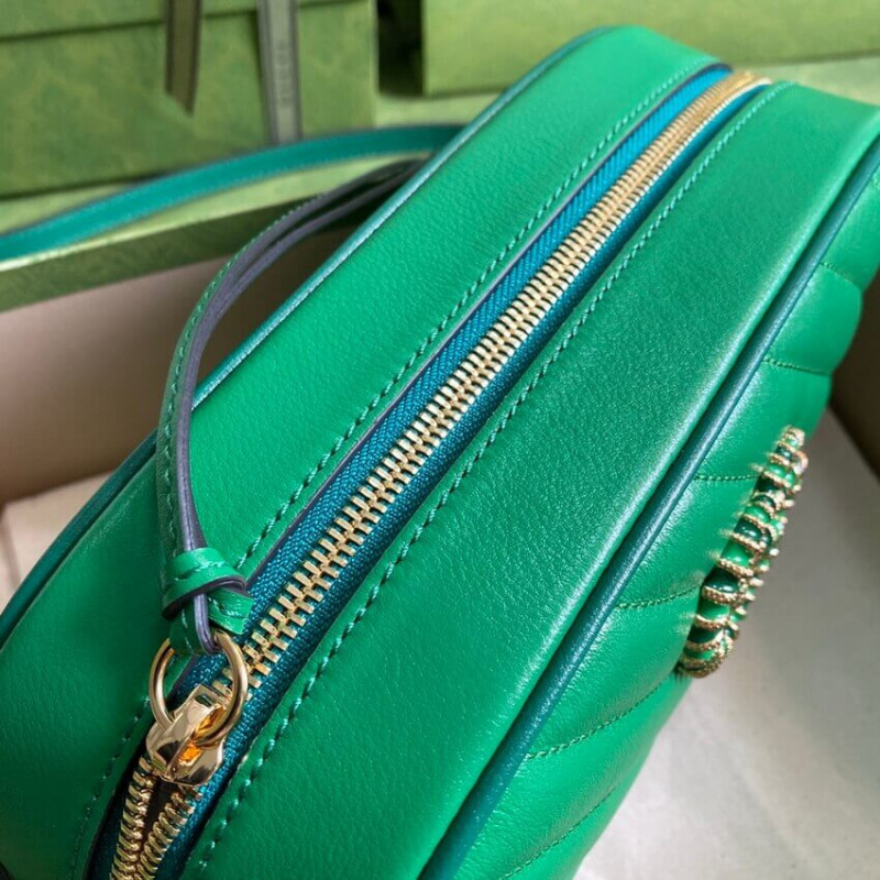 Replica Gucci Gg Marmont Small Shoulder Bag 447632 Green And Emerald Leather1:1High-quality replica