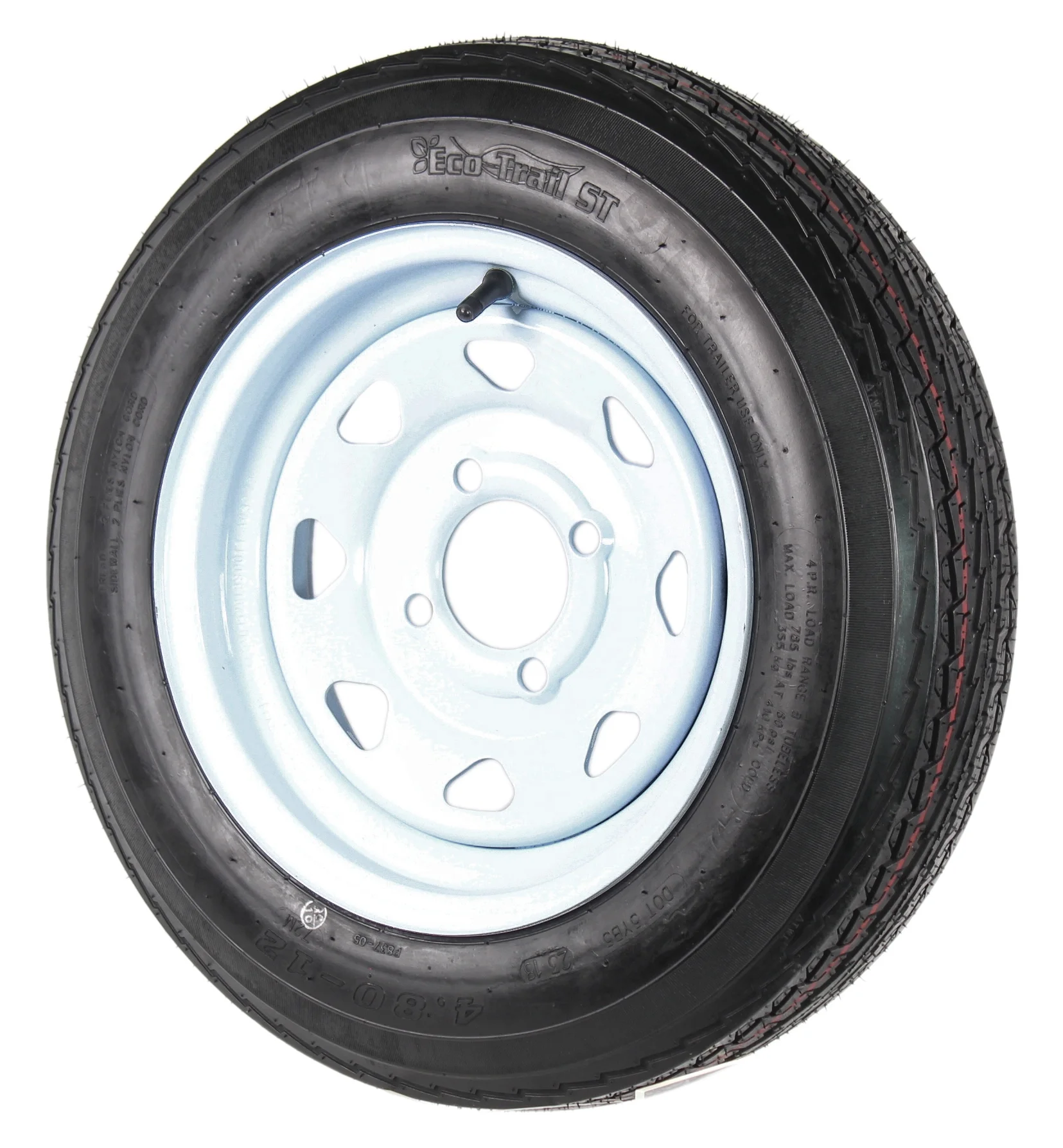 eCustomrim 2-Pack Trailer Tires On Rims 4.80-12 480-12 4.80 x 12 Load B 4 Lug White Wheel - Image 4