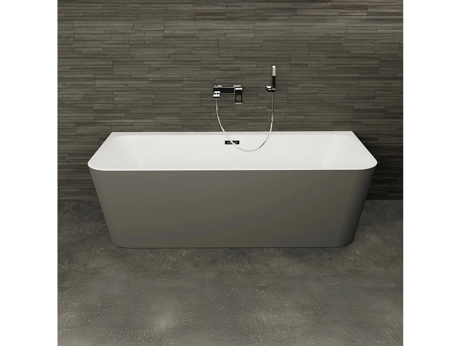 Baignoire Ilot Mint 180 grise 180 x81 x57 cm, by SPALINA