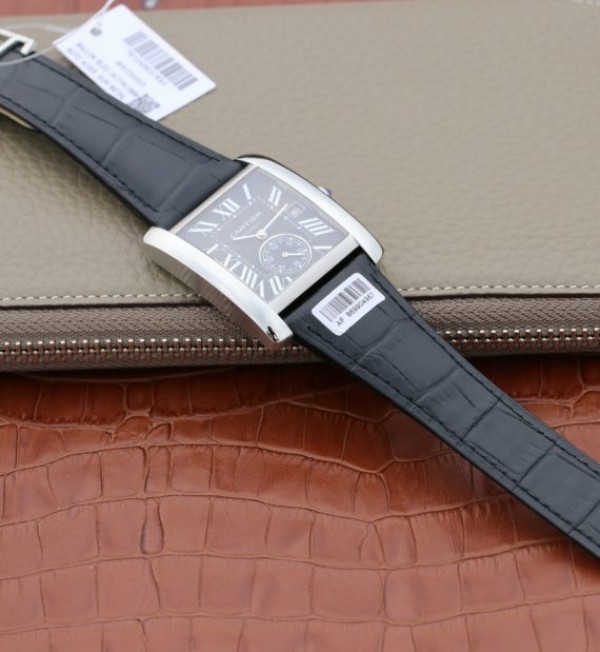 Replica Cartier Tank MC SS Black Textured Dial Black Leather Strap - Top club