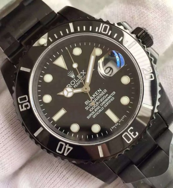 Replica Rolex Blaken Submariner 116610 PVD Black Dial PVD Bracelet A2836 - Top club