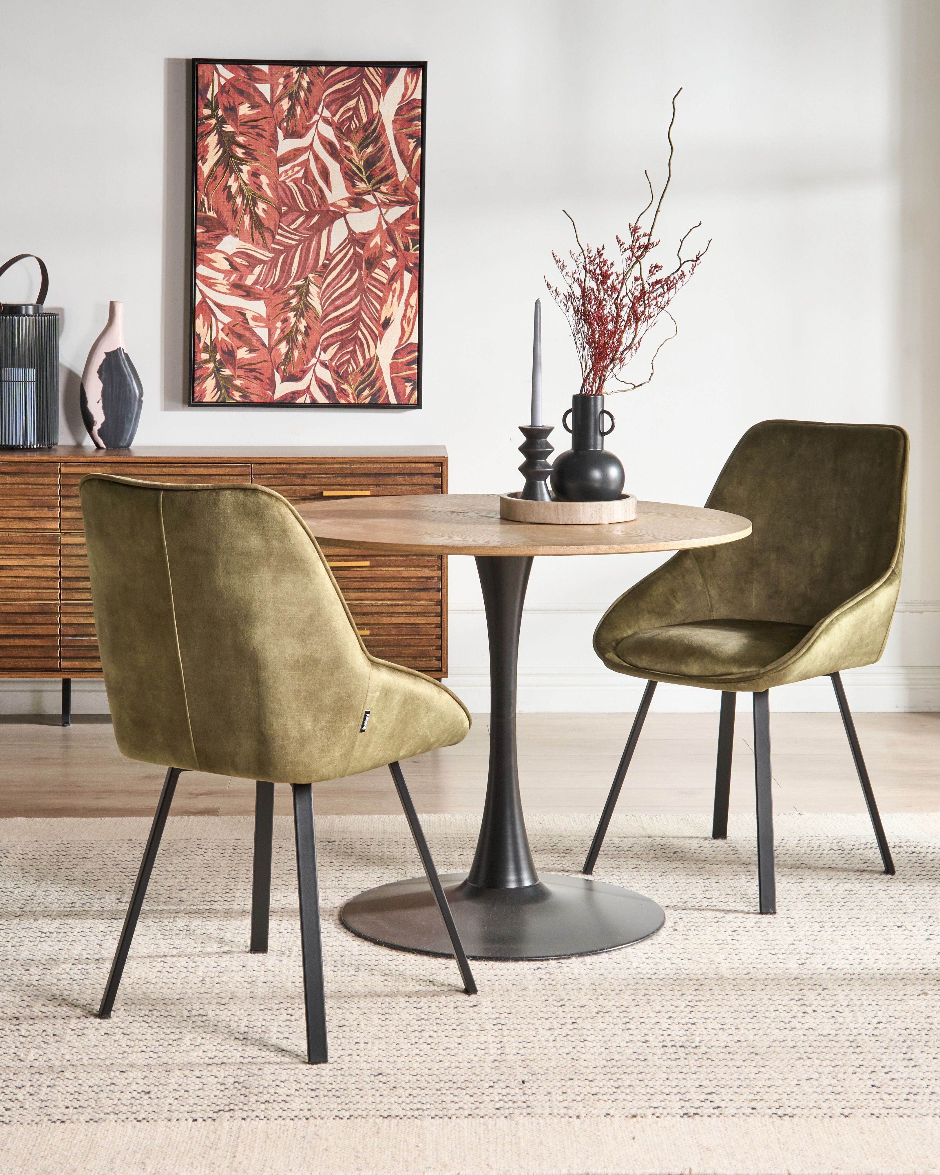 Set of 2 Dining Chairs Swivel TERLTON Velvet Green