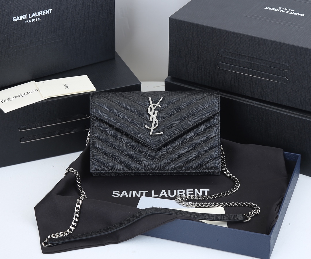 Replica Ysl Envelope Chain Wallet In Grain De Poudre Embossed Leather 18881:1High-quality replica