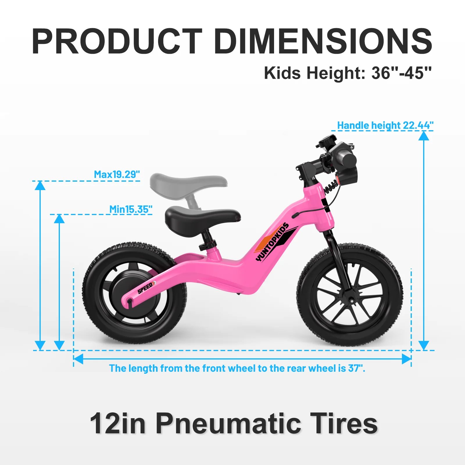 YunTopKids Electric Balance Bike for Kids, 150W Electric Bike for Kids with12 inch Pneumatic Tire, Adjustable Seat, Up to 5.6 Miles Electric Bike for Kids Ages 3-5,Black - Image 13