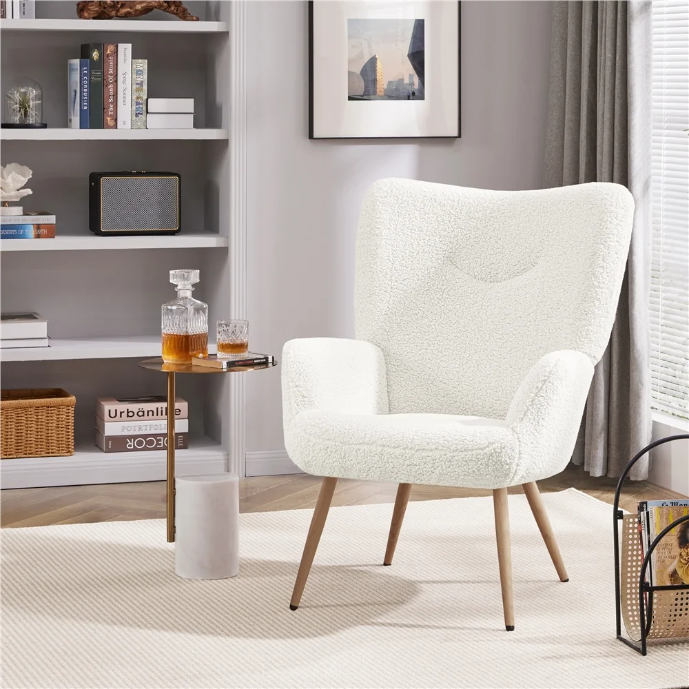 Alden Design Mid-Century Modern Faux Leather Wingback Accent Chair, Brown - Image 27