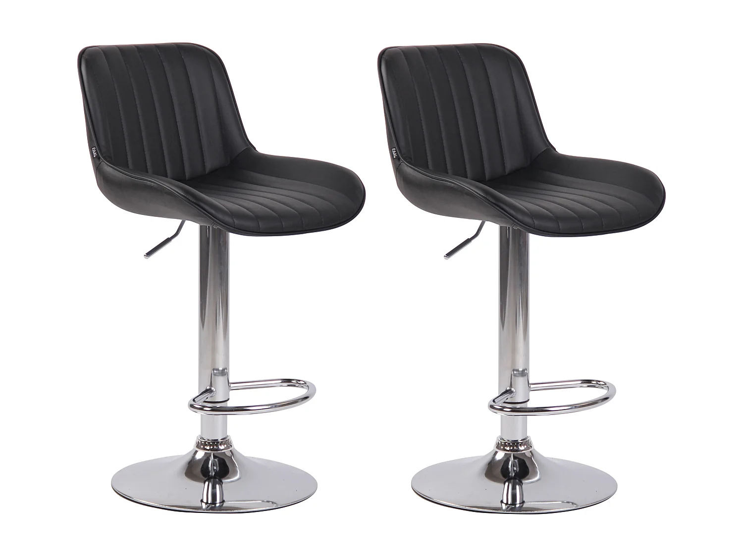 Lot de 2 Tabourets de bar - Similicuir & Métal - Noir - Lentini