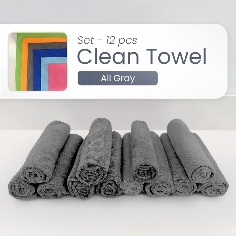 Heavy-Duty Ultra-Fine Fiber Cleaning Cloth - Highly Absorbent Lint-Free, Non-Slip Towel Square Multi-Purpose