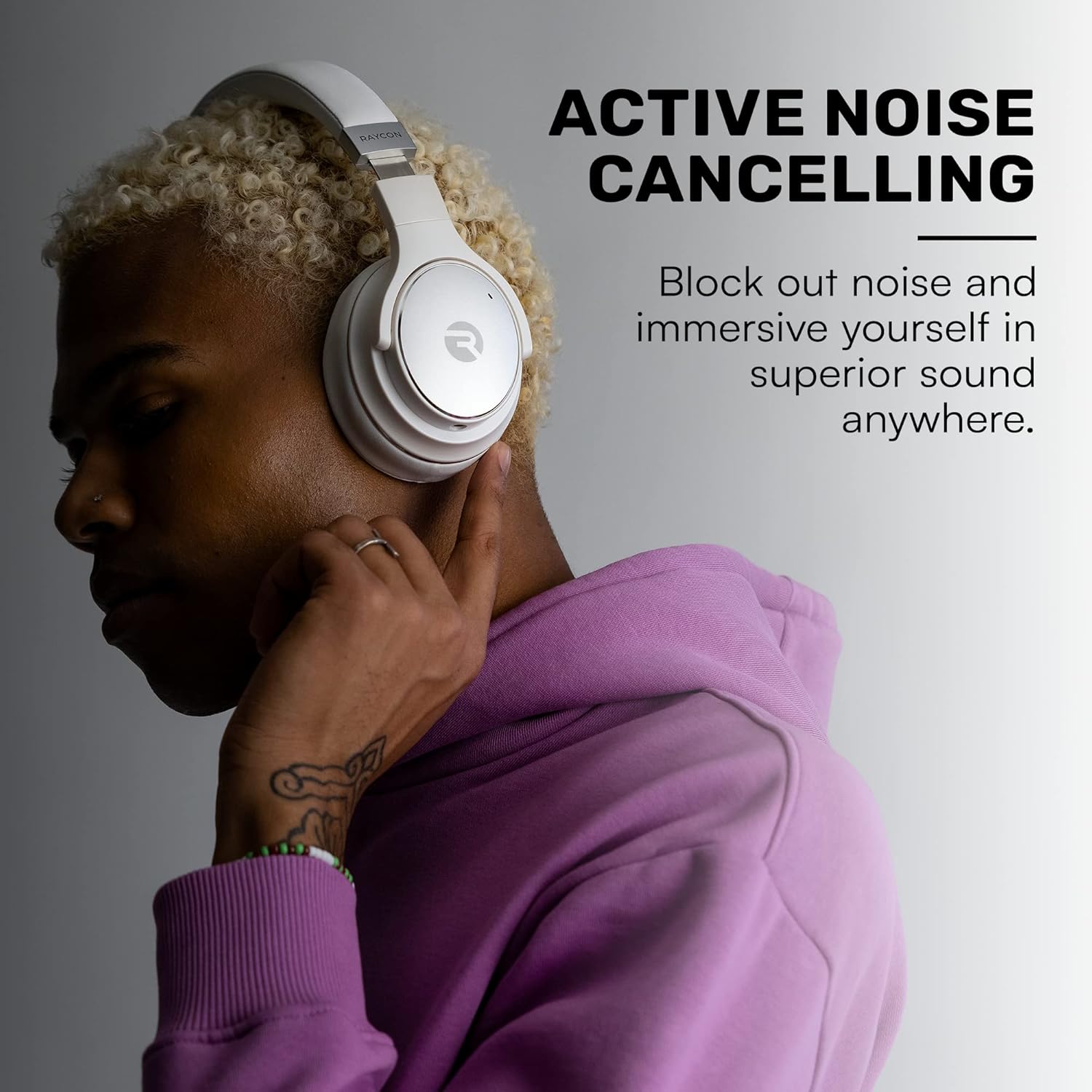 Raycon Everyday Wireless Bluetooth Over Ear 2x Headphones Bundle (Black & Rose Gold) - Active Noise Cancelling, Awareness Mode and Built in Microphone, IPX 4 Water Resistance, 38 Hours of Battery Life