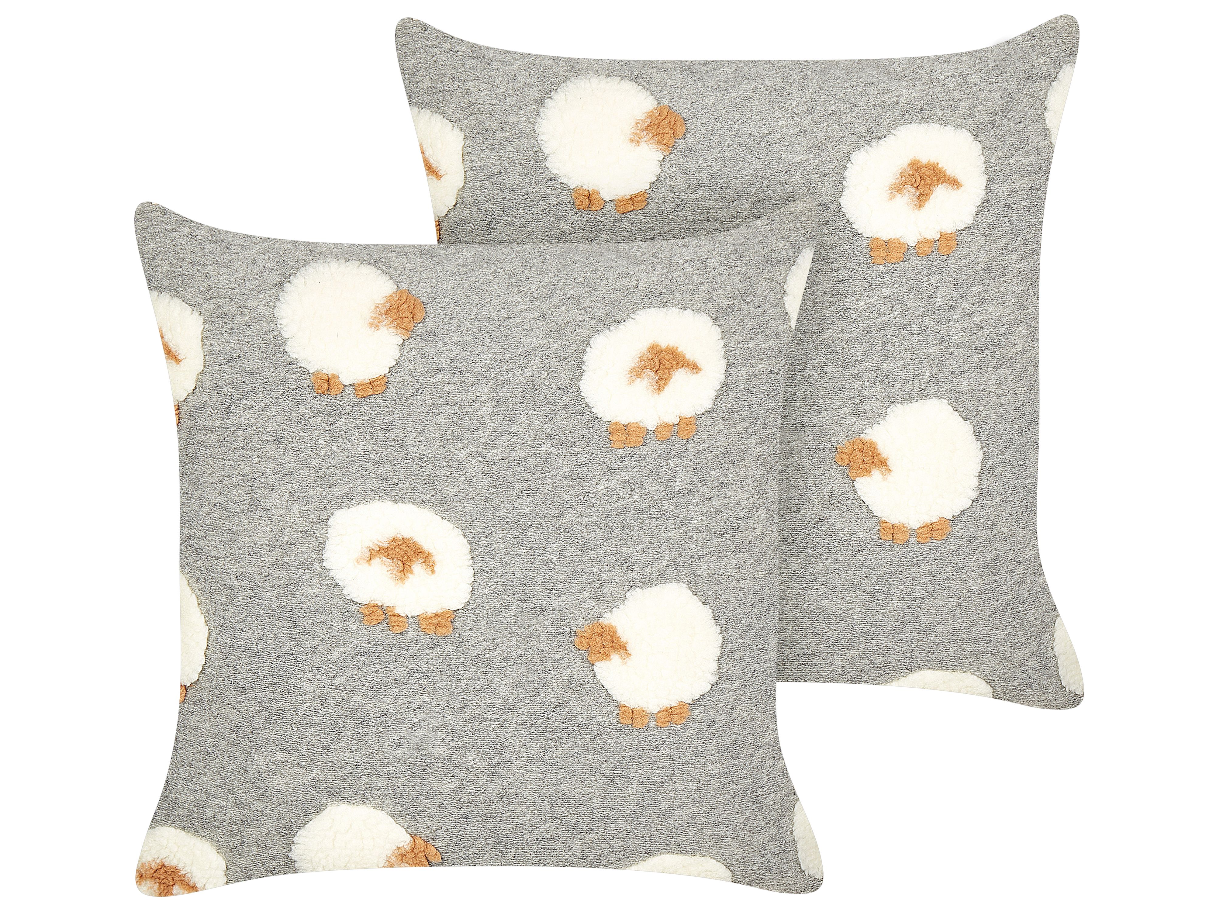 Set of 2 Decorative Cushions EINADIA 45 x 45 cm Grey