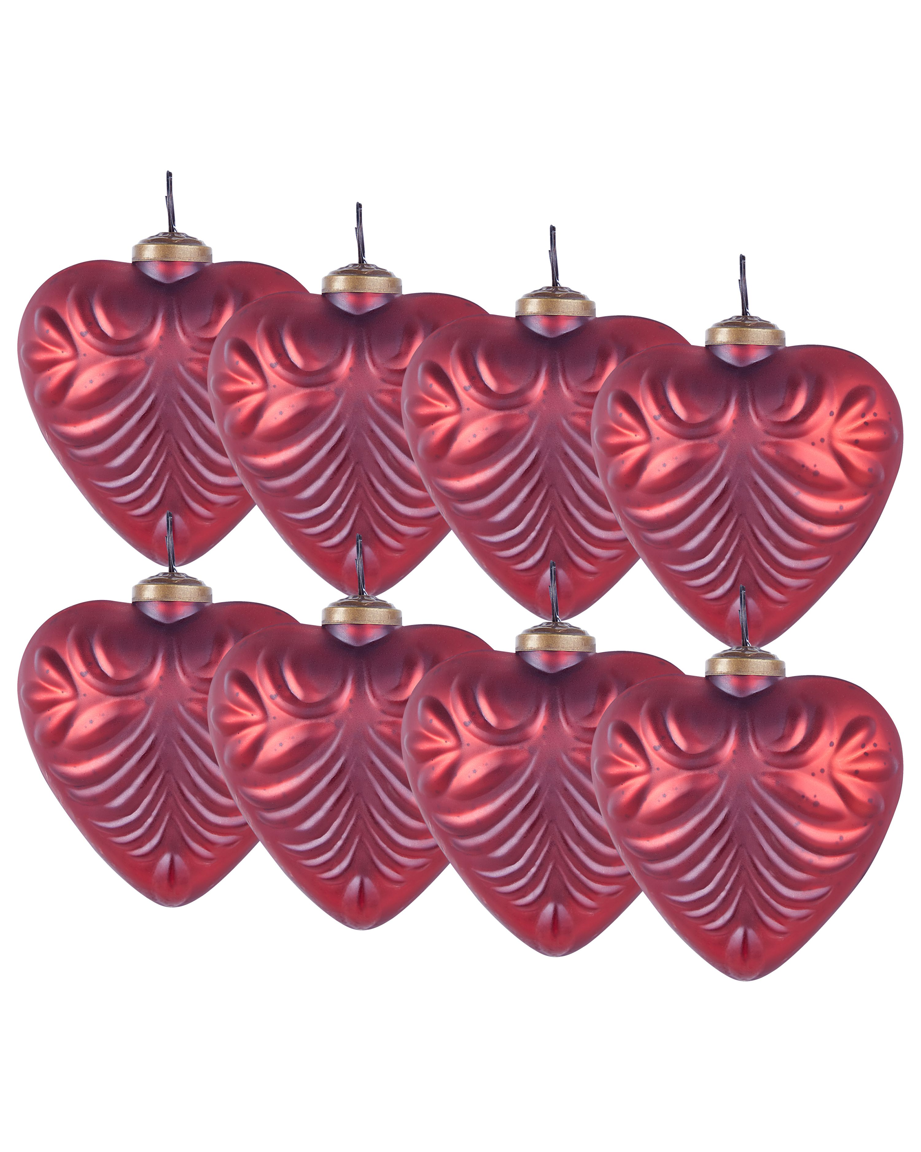 Set of 8 Baubles FERIABLE Glass Red