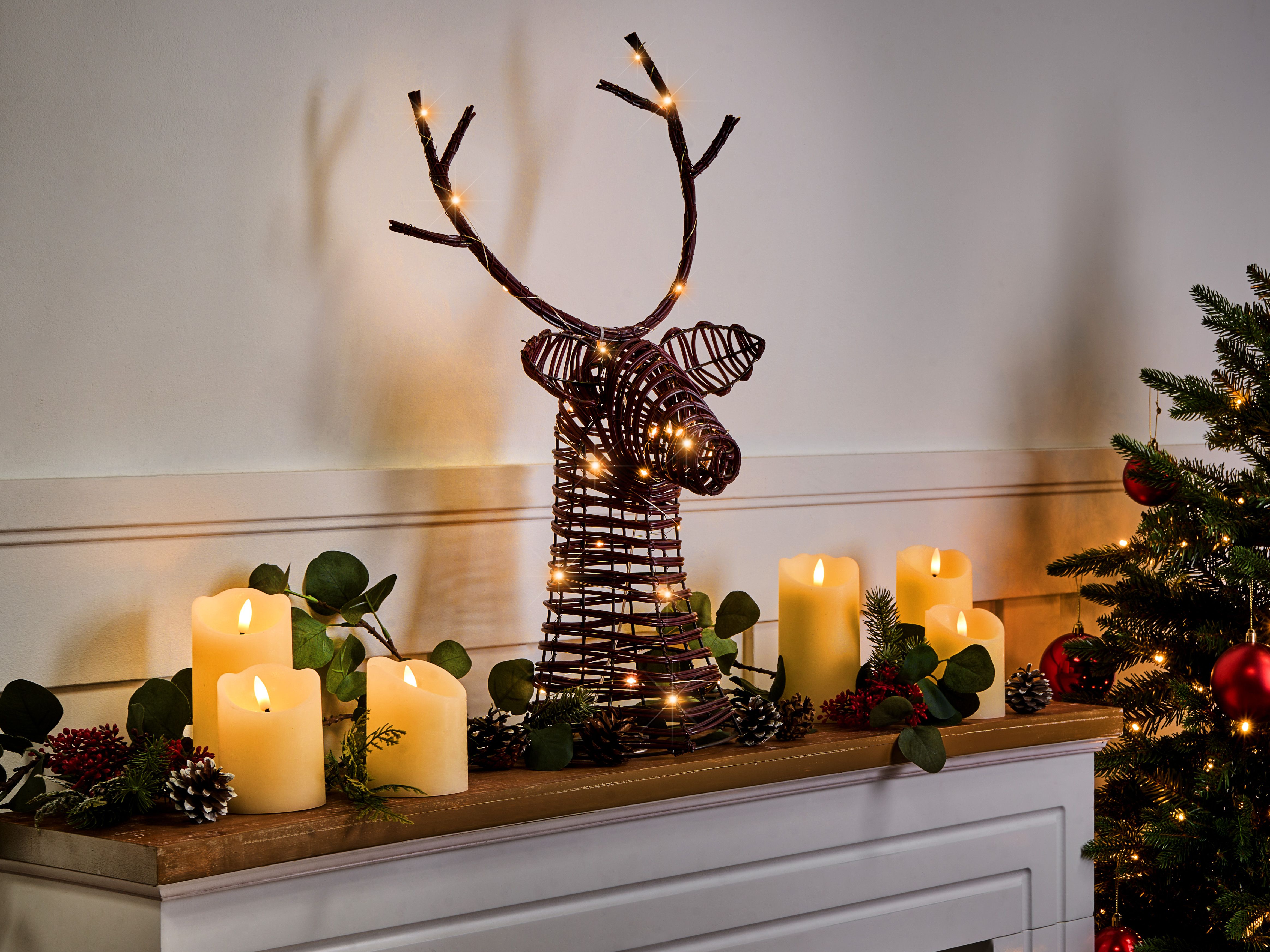 Christmas Decoration LED DYBESO Reindeer 60 cm Dark Brown
