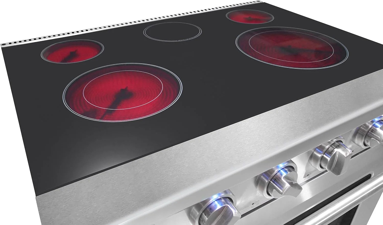 30 inch Professional Electric Range with 5 Heating Elements Cooktop, 4.55 Cu. Ft. Convection Oven Capacity, Smooth Glass Top, in Stainless Steel, KOS-30RE06H (Stainless Steel)
