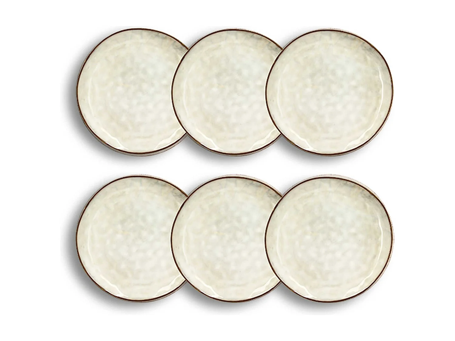 Ogo Living - Lot 6 Assiettes Desserts Boral 20.5cm En Grès Beige Clair
