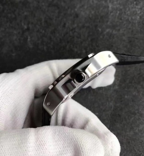 Replica Cartier Santos 100 33mm SS White Dial Black Leather Strap SEIKO NH05A - Top club