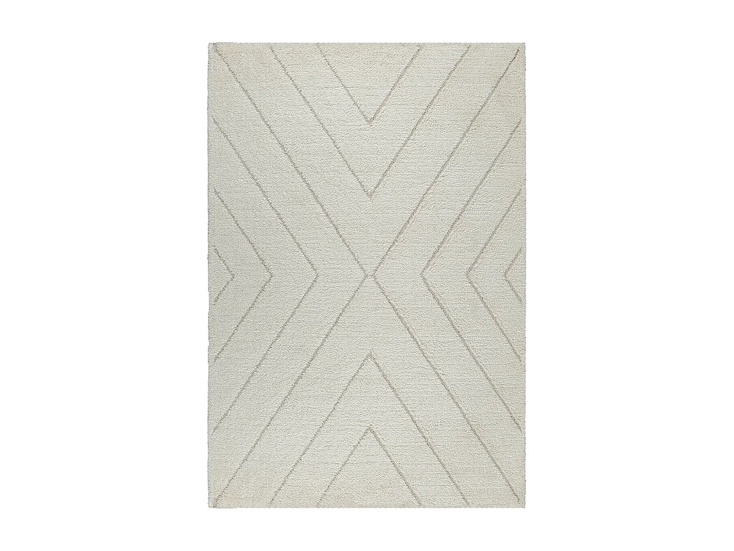 Tapis Bahar Shaggy motif triangle, Crème, 160 x 230 cm
