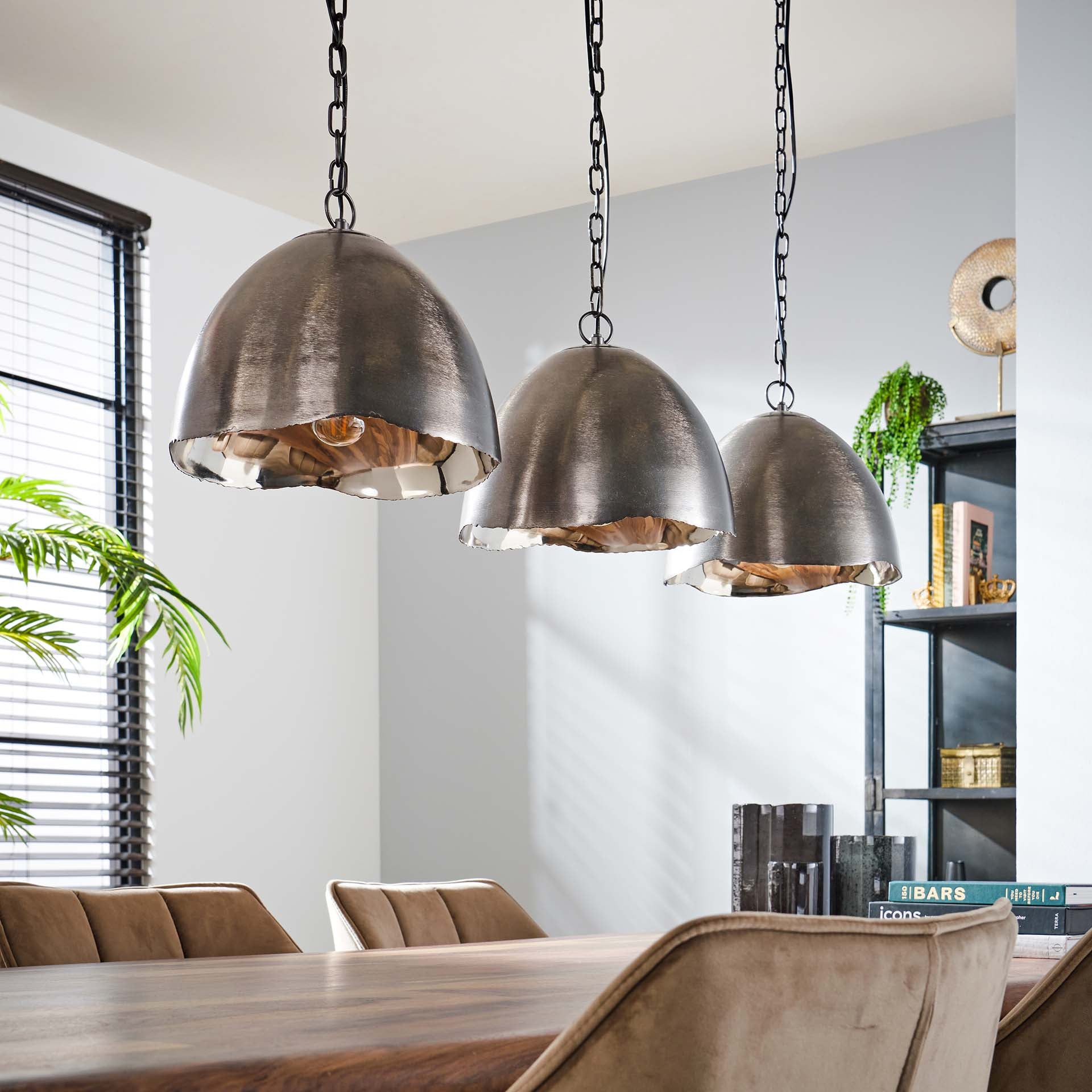 Blokker Logan Hanglamp 3-lichts - Zwart/Nikkel