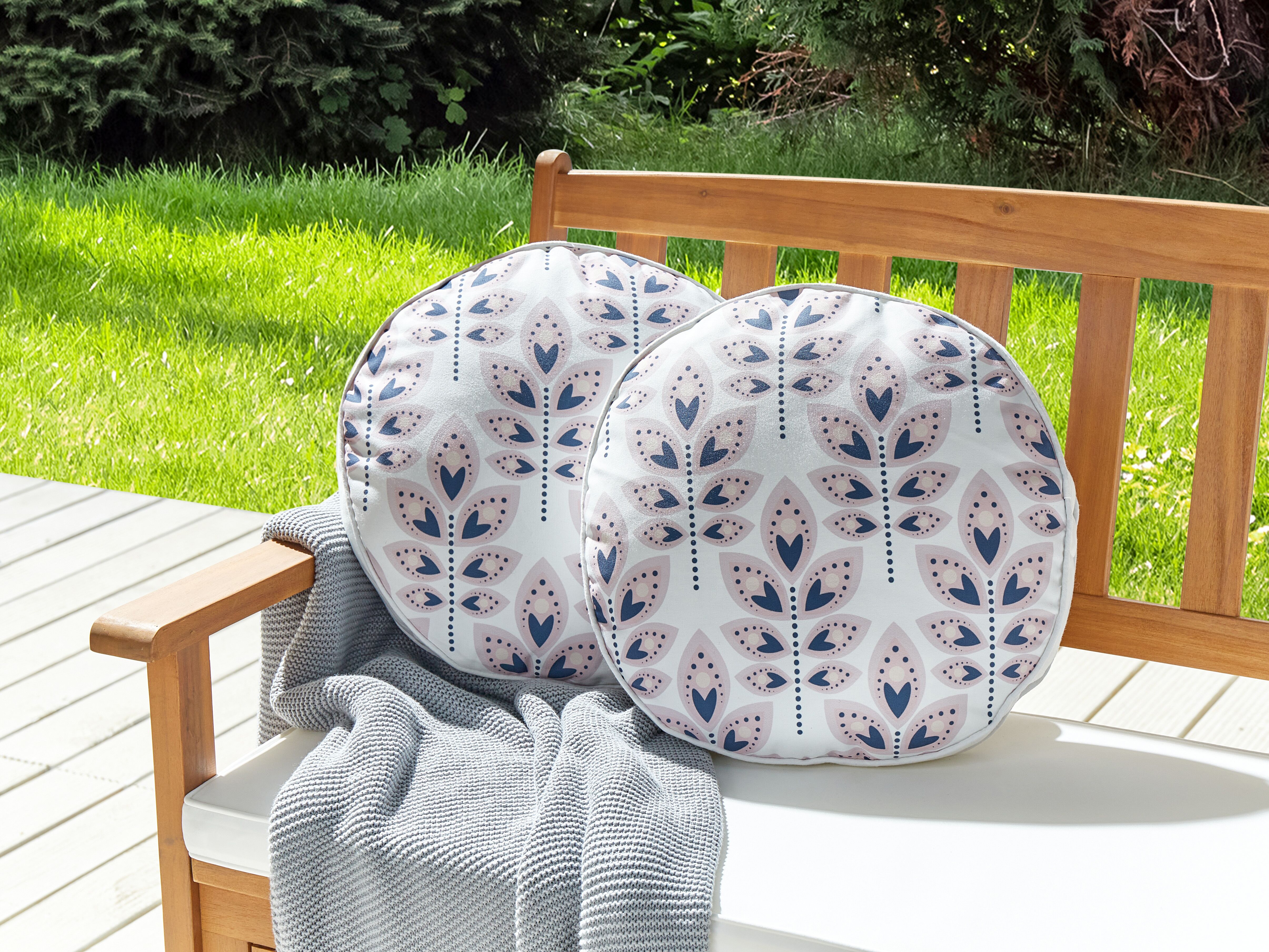 Set of 2 Outdoor Cushions TORRETTA Plant Pattern 40 x 40 cm Off-White