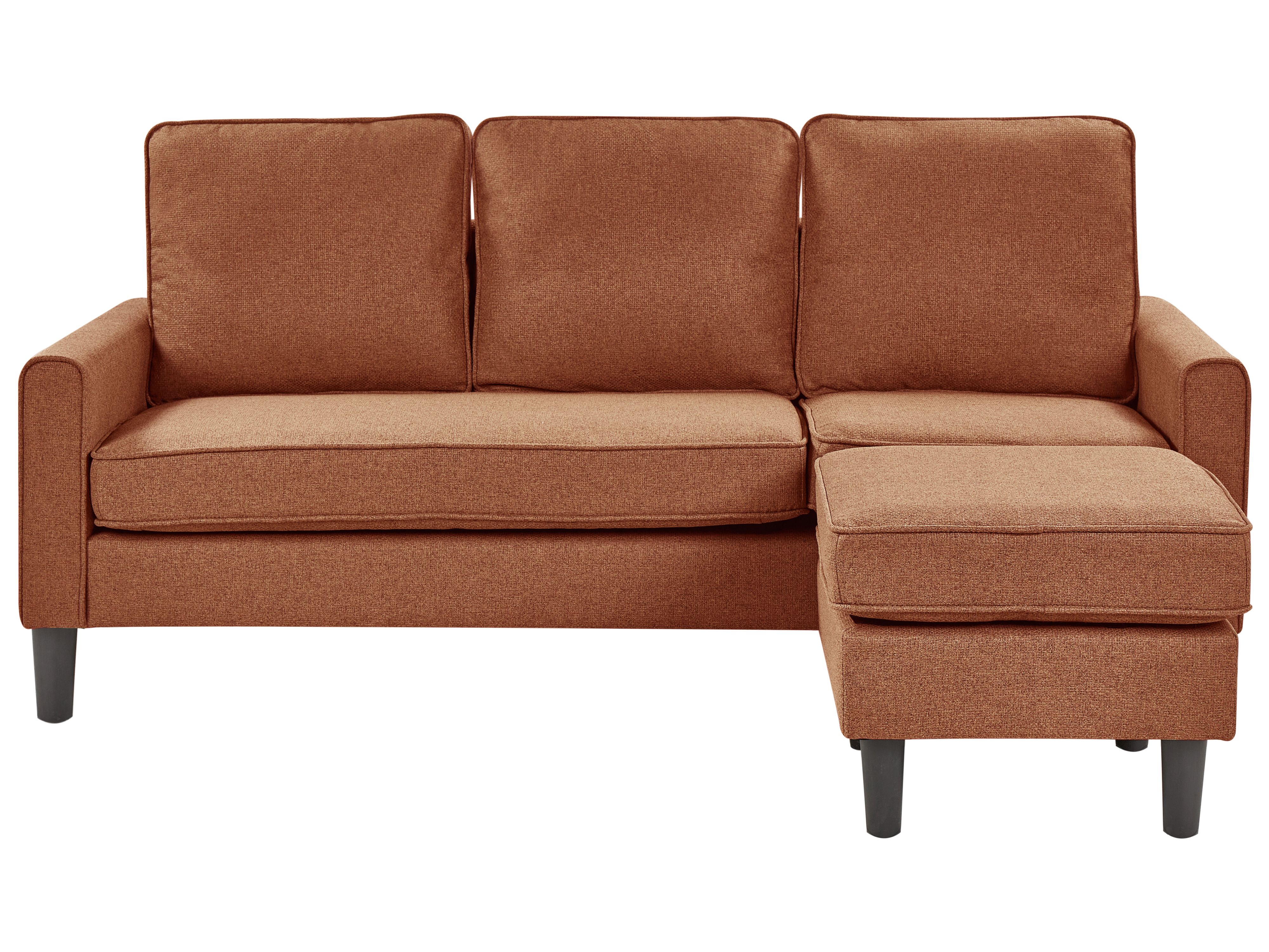 Sofa 3 Seater AVESTA Fabric Golden Brown with Ottoman