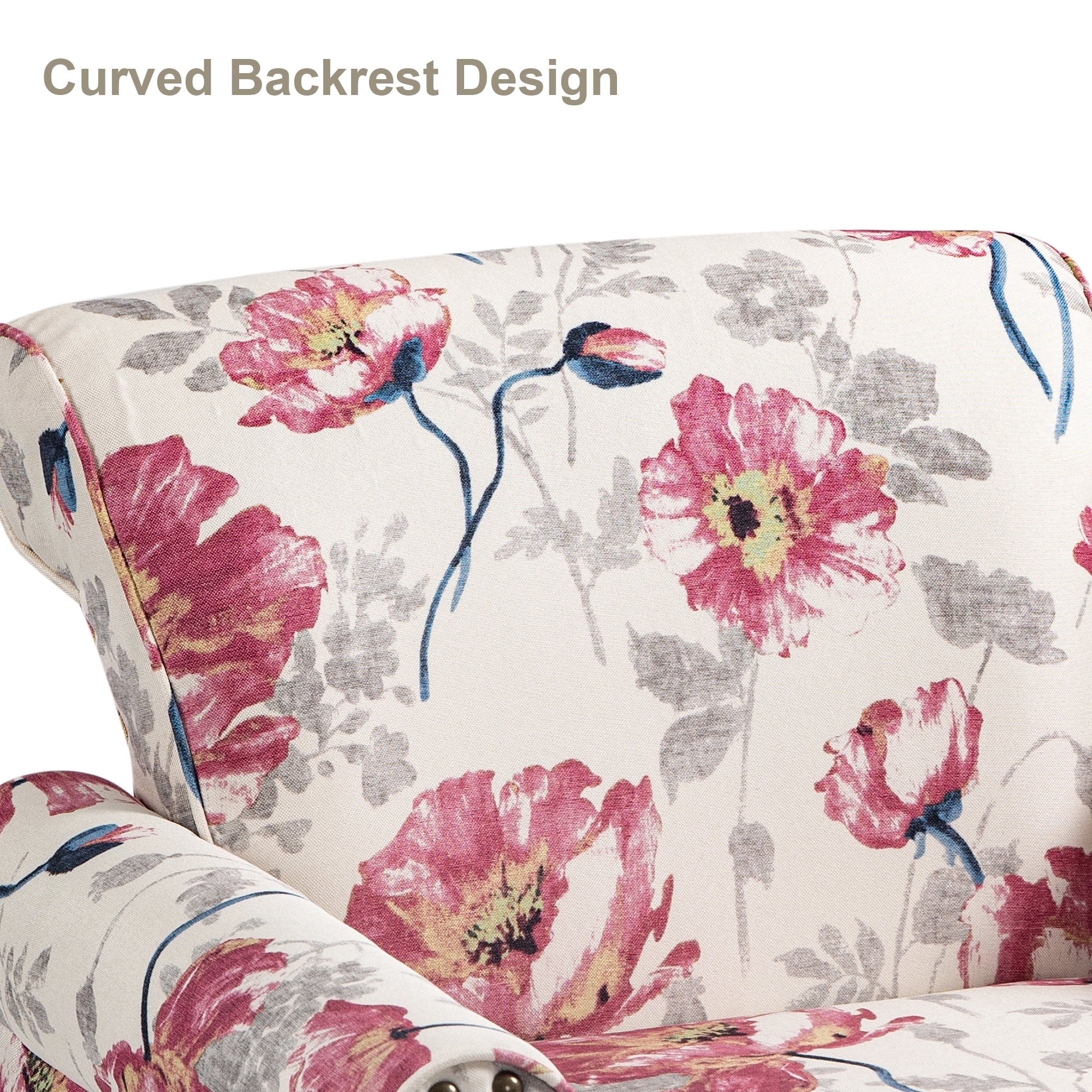 DREAMSIDEA Accent Chairs Upholstered Pattern Morden Armchair Comfy Linen Fabric Single Sofa for Living Room, Pattern White - Image 8