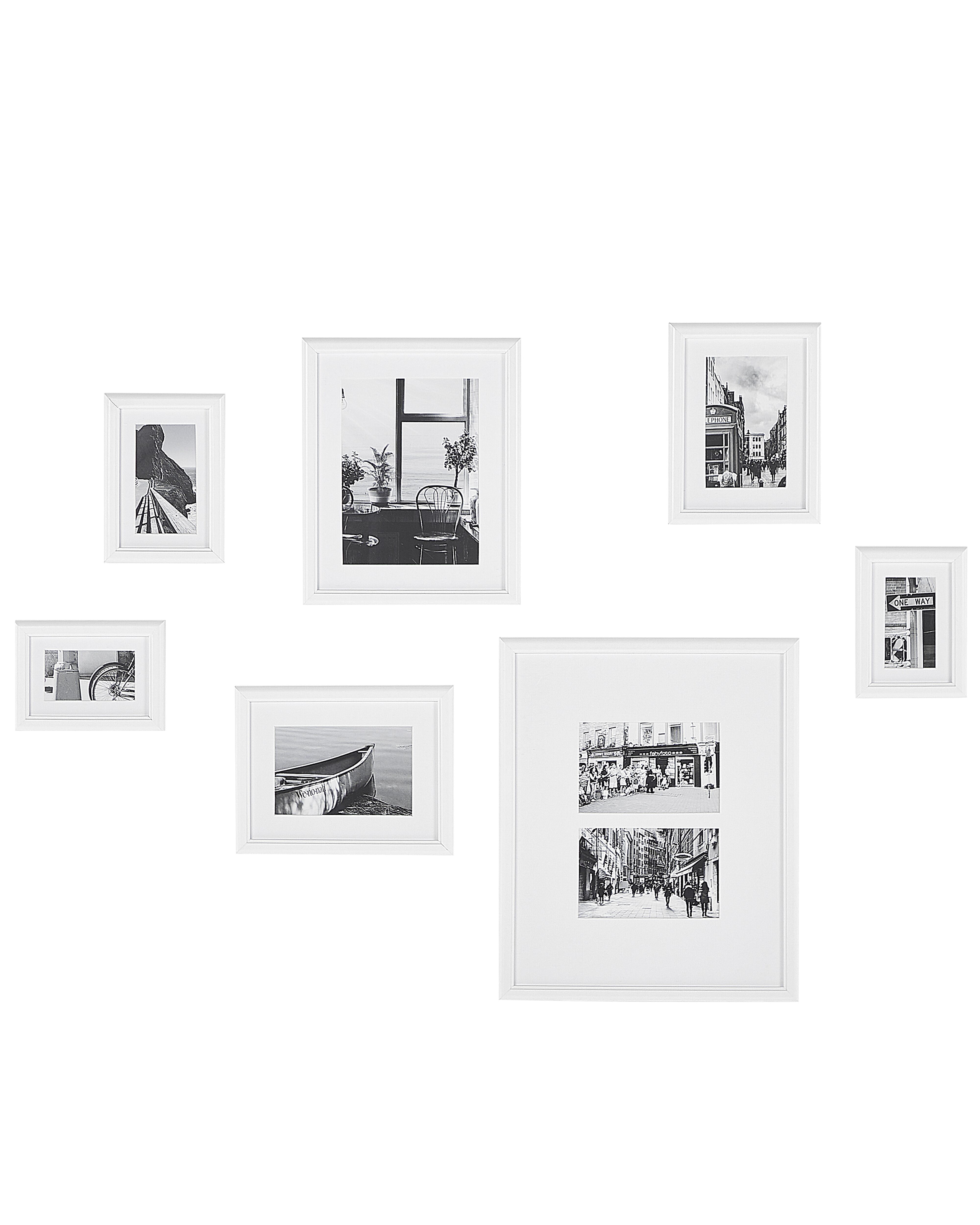 Set of 7 Photo Frames ZINARE Urban Motif White