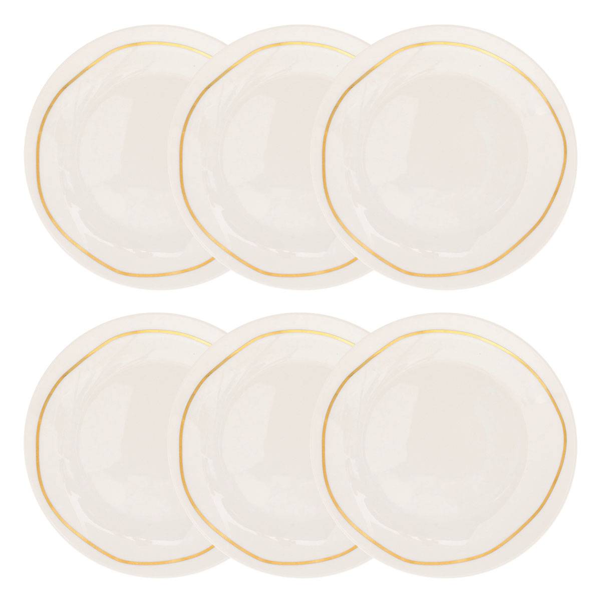 Set of 6 dessert plates "Selena" Porcelain, D.19 cm, White