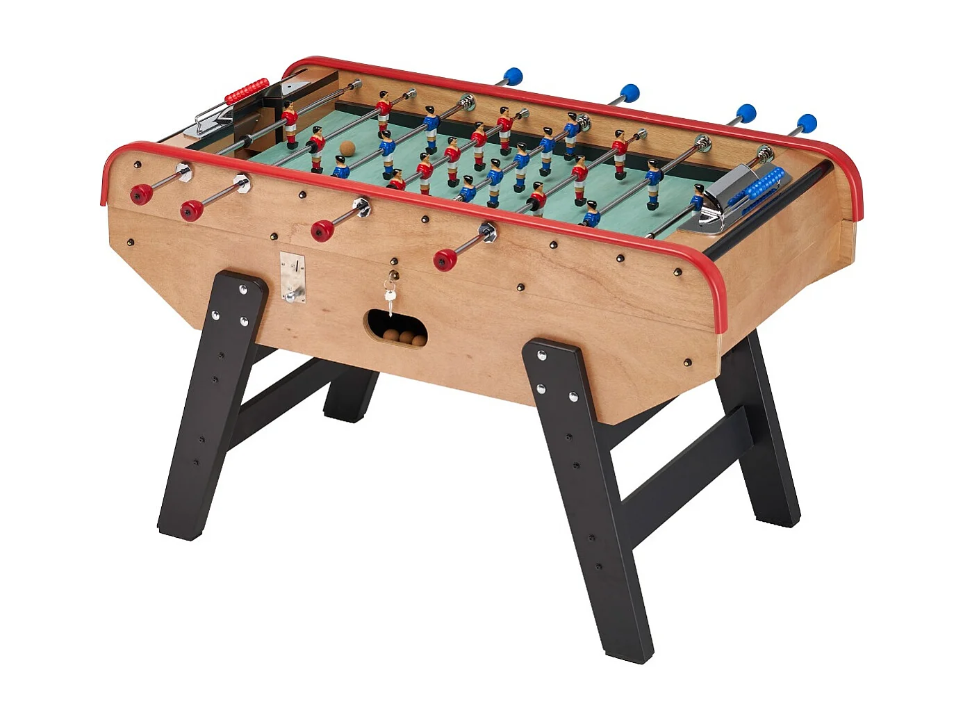 Babyfoot adulte luxe en bois style bistrot avec monnayeur - 10 balles liège - 30 jetons fournis