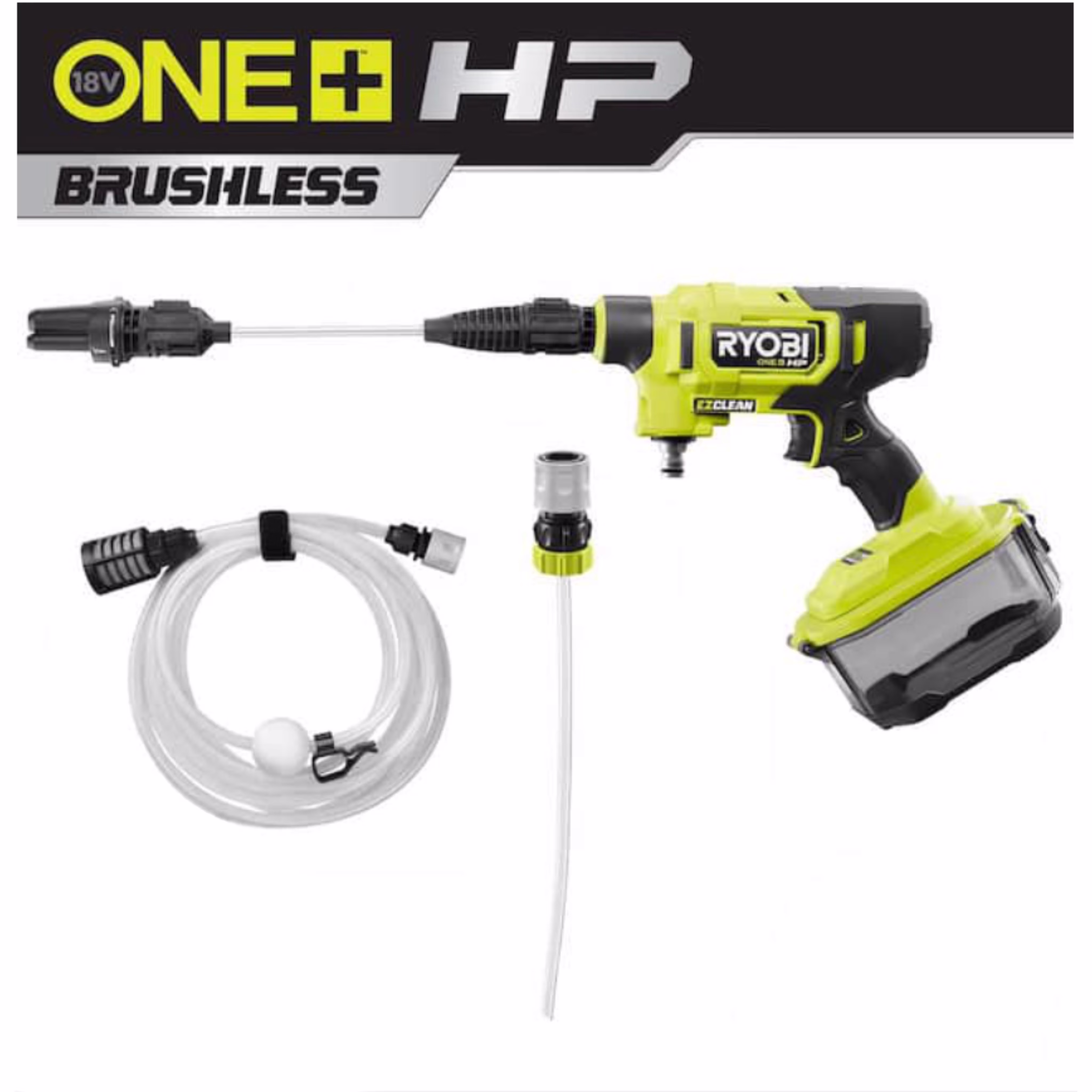 Ryobi ONE+ HP 18V Cordless Electric Cold Water Power Cleaner, 600 PSI 0.7 GPM, 20 ft. Siphon Hose