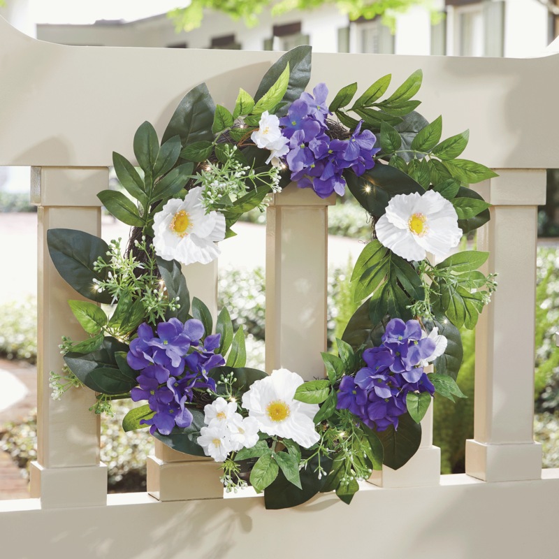 Outdoor Poppy and Hydrangea Wreath - MIDNIGHT VELVET CATALOG