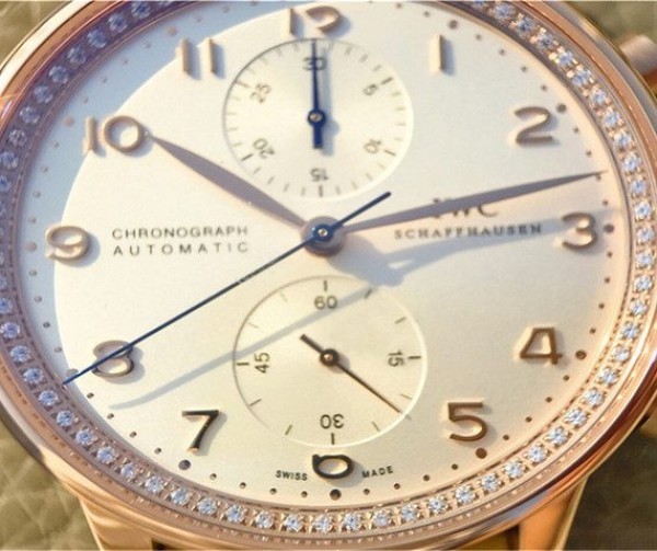 Replica IWC ZF Portuguese Chrono IW3714 RG White Dial Diamonds Inner Bezel - Top club