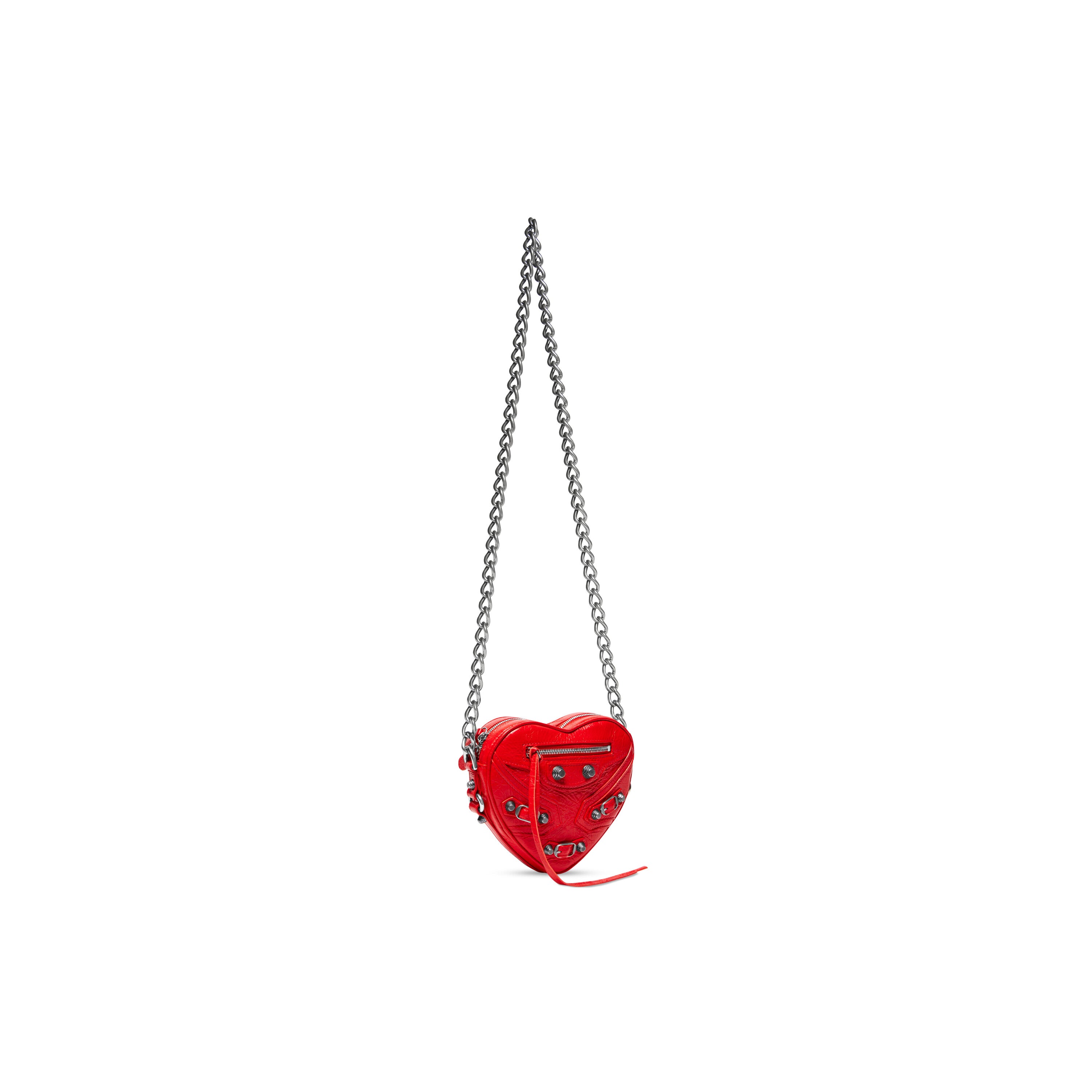 WOMEN'S LE CAGOLE HEART MINI BAG IN RED - Replicaclubs